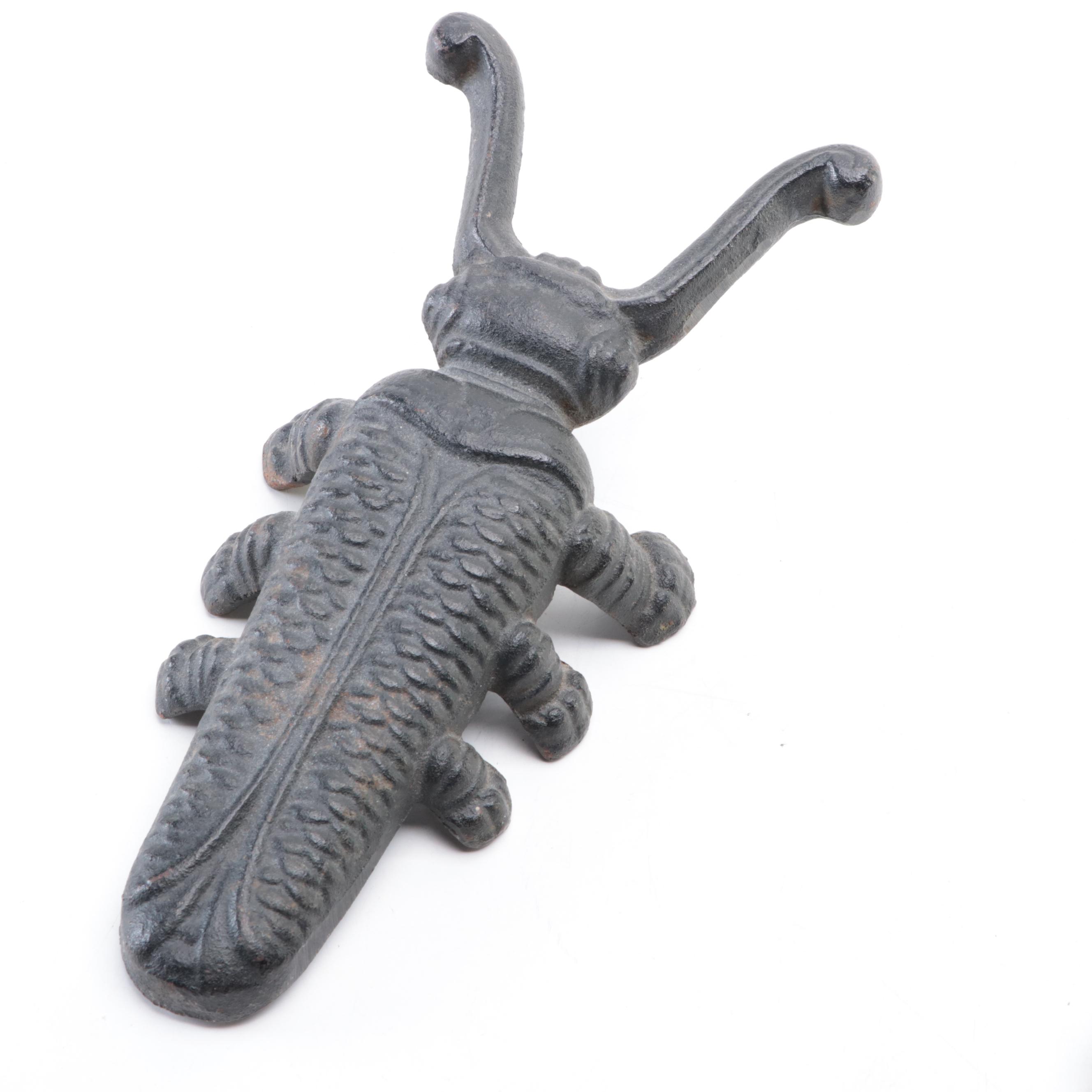 Cast Iron Bug Shaped Boot Jack and Trivet, Mid to Late 20th Century