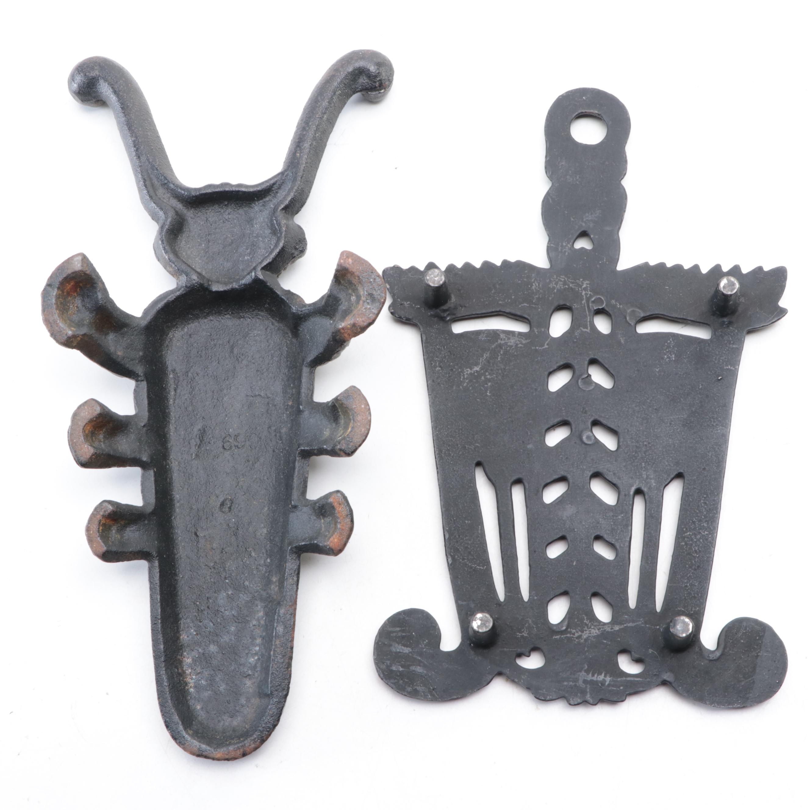 Cast Iron Bug Shaped Boot Jack and Trivet, Mid to Late 20th Century