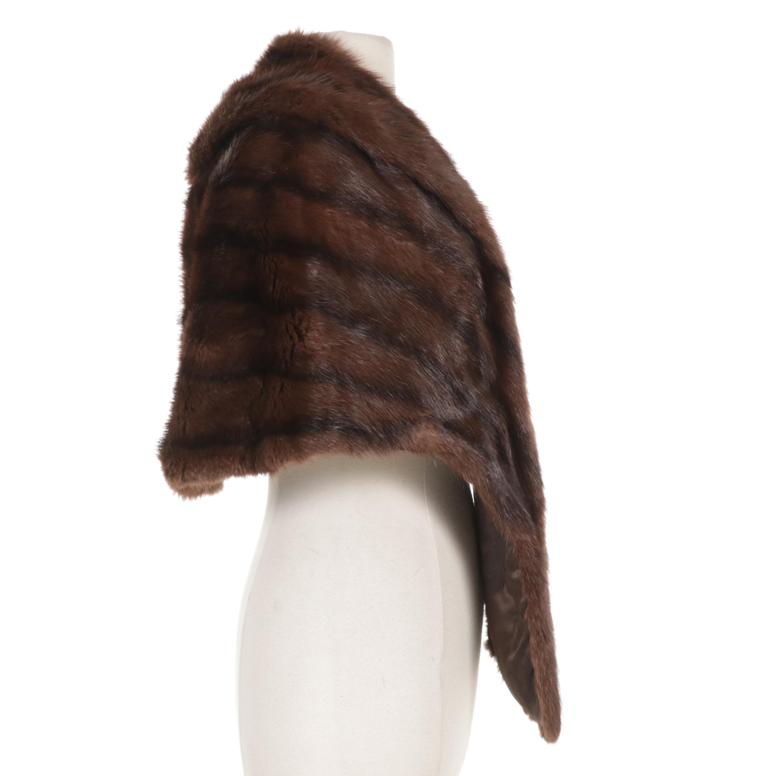 Dark Pastel Mink Fur Stole, Mid to Late 20th Century