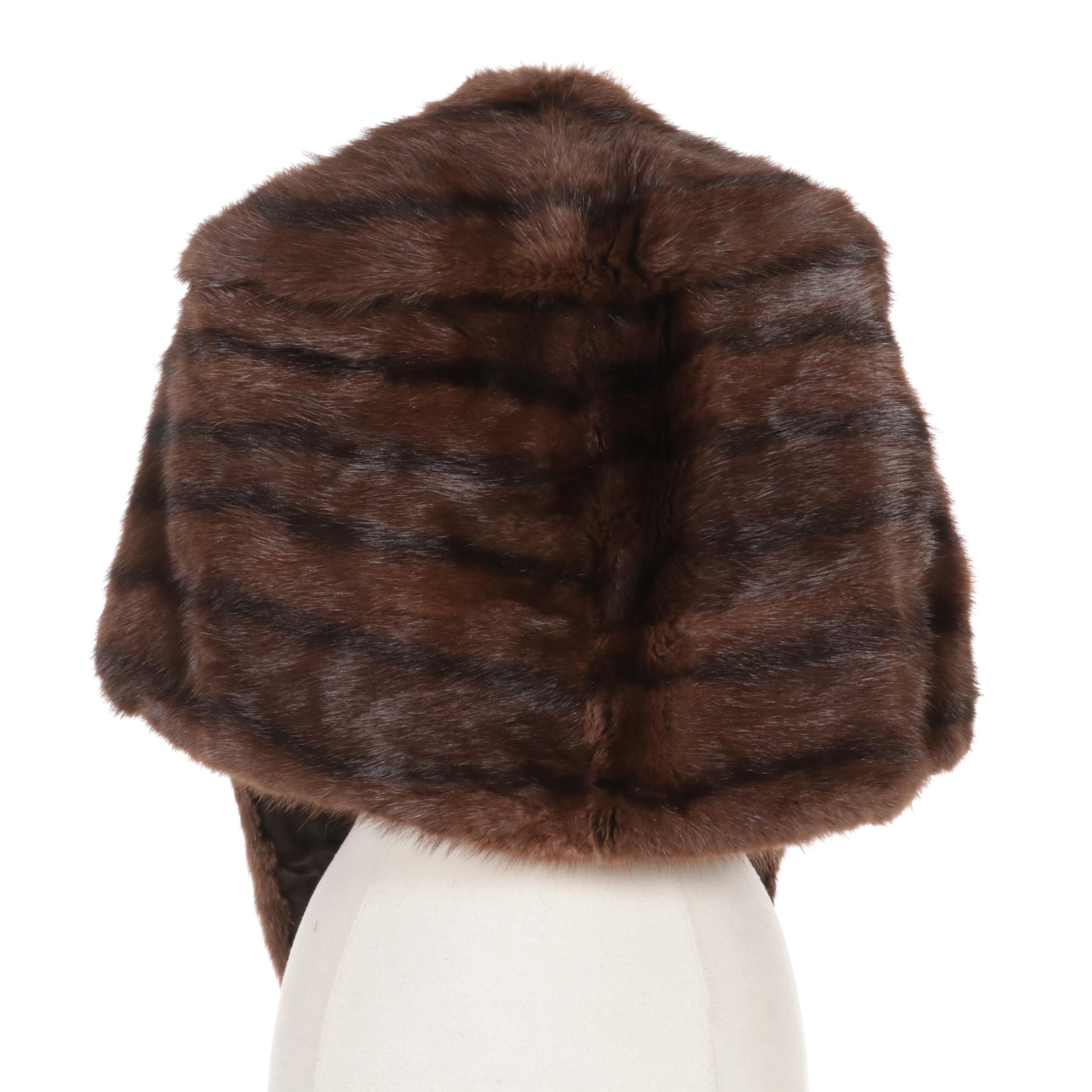 Dark Pastel Mink Fur Stole, Mid to Late 20th Century