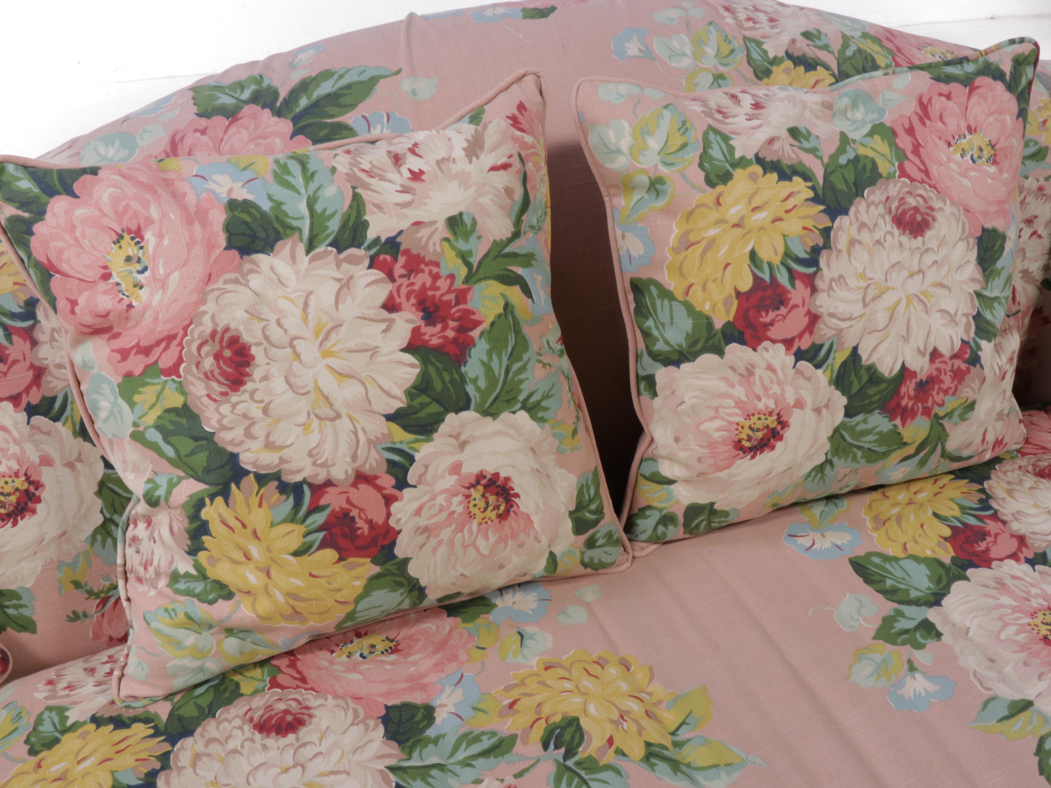 LT Designs/ Century Furniture Chippendale Style Sofa with Floral Slipcover