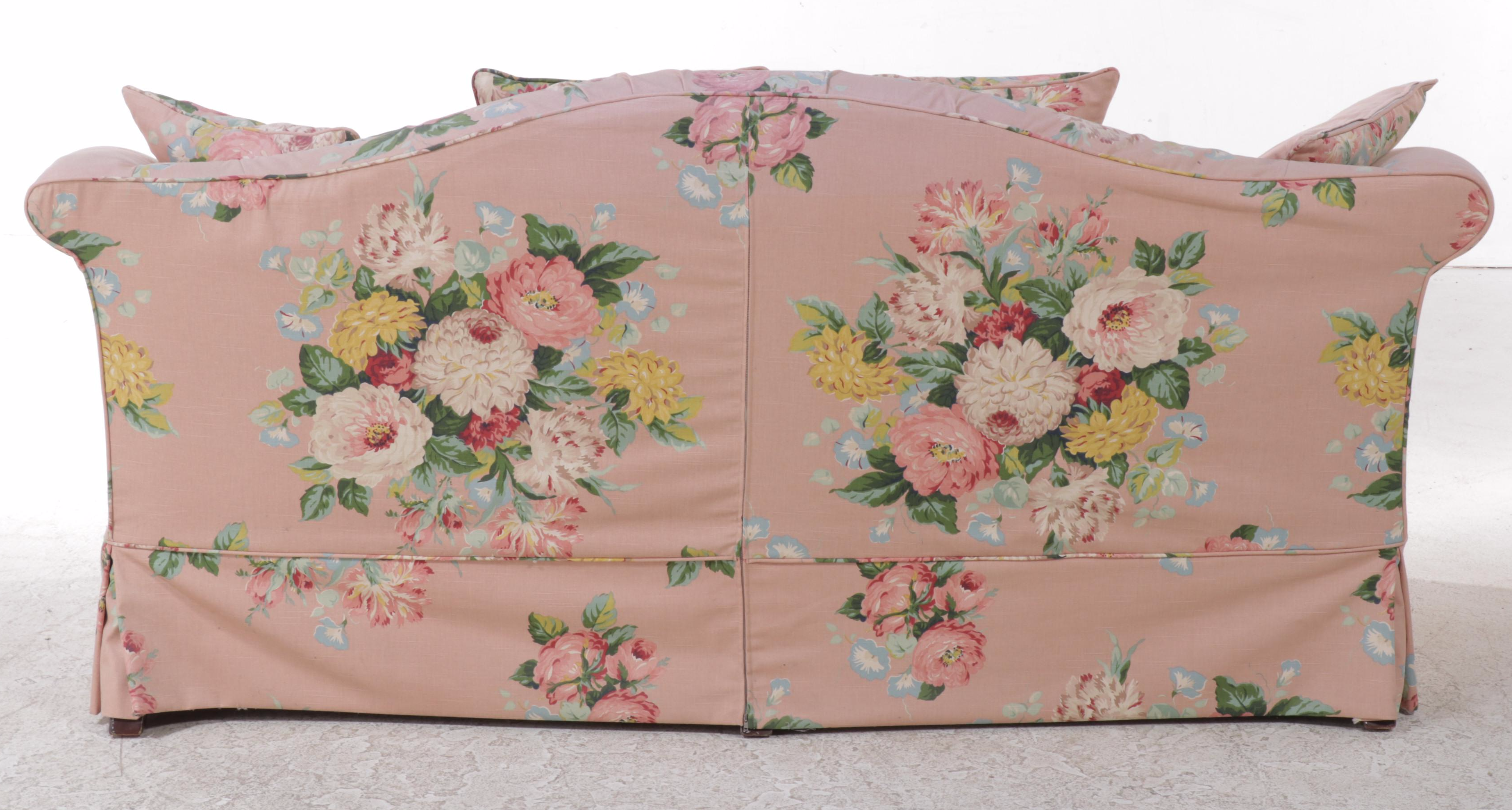 LT Designs/ Century Furniture Chippendale Style Sofa with Floral Slipcover