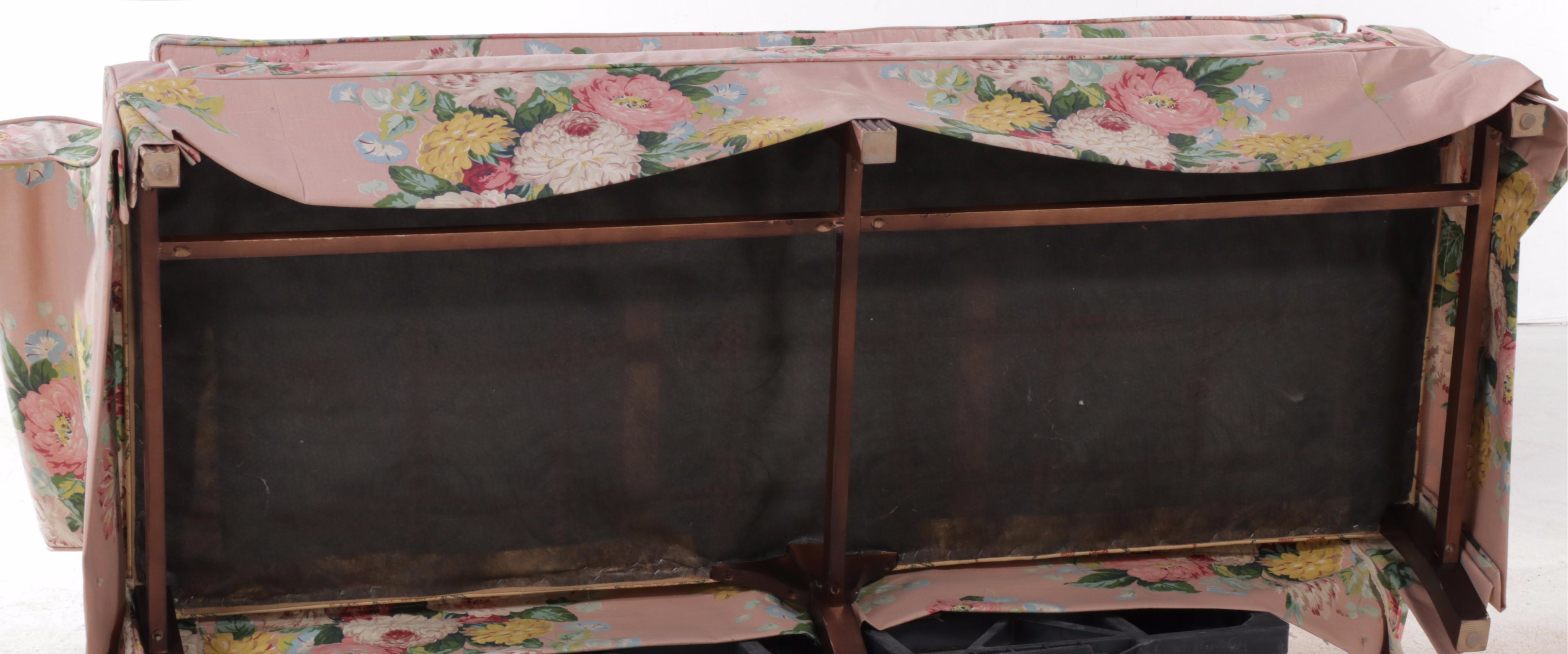 LT Designs/ Century Furniture Chippendale Style Sofa with Floral Slipcover