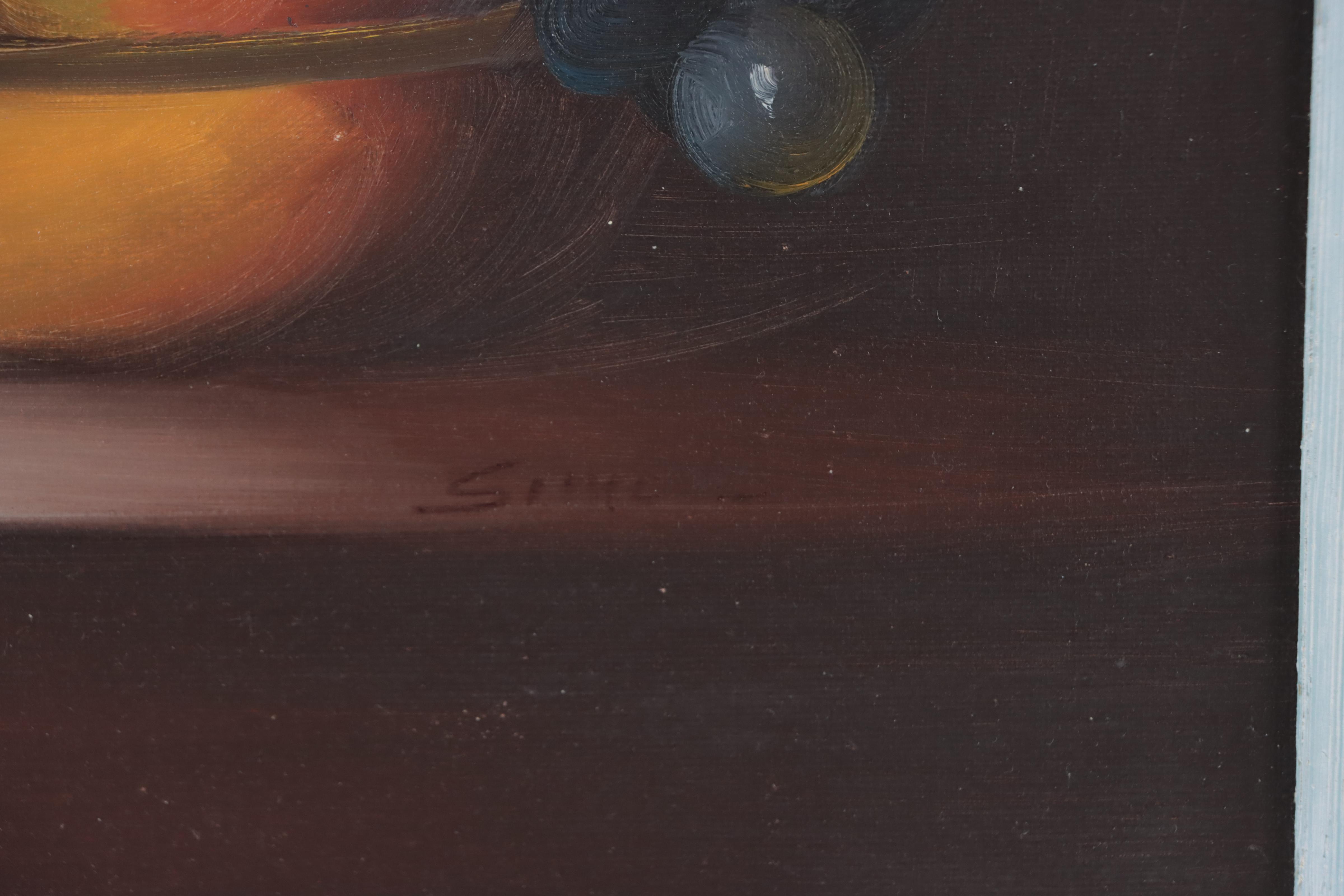 Still Life Oil Painting of Fruit and Porcelain Vase