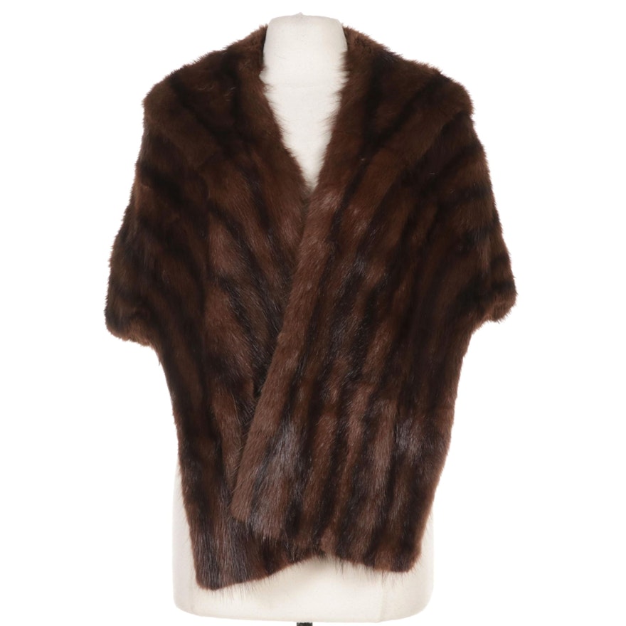 Dark Pastel Mink Fur Stole, Mid to Late 20th Century