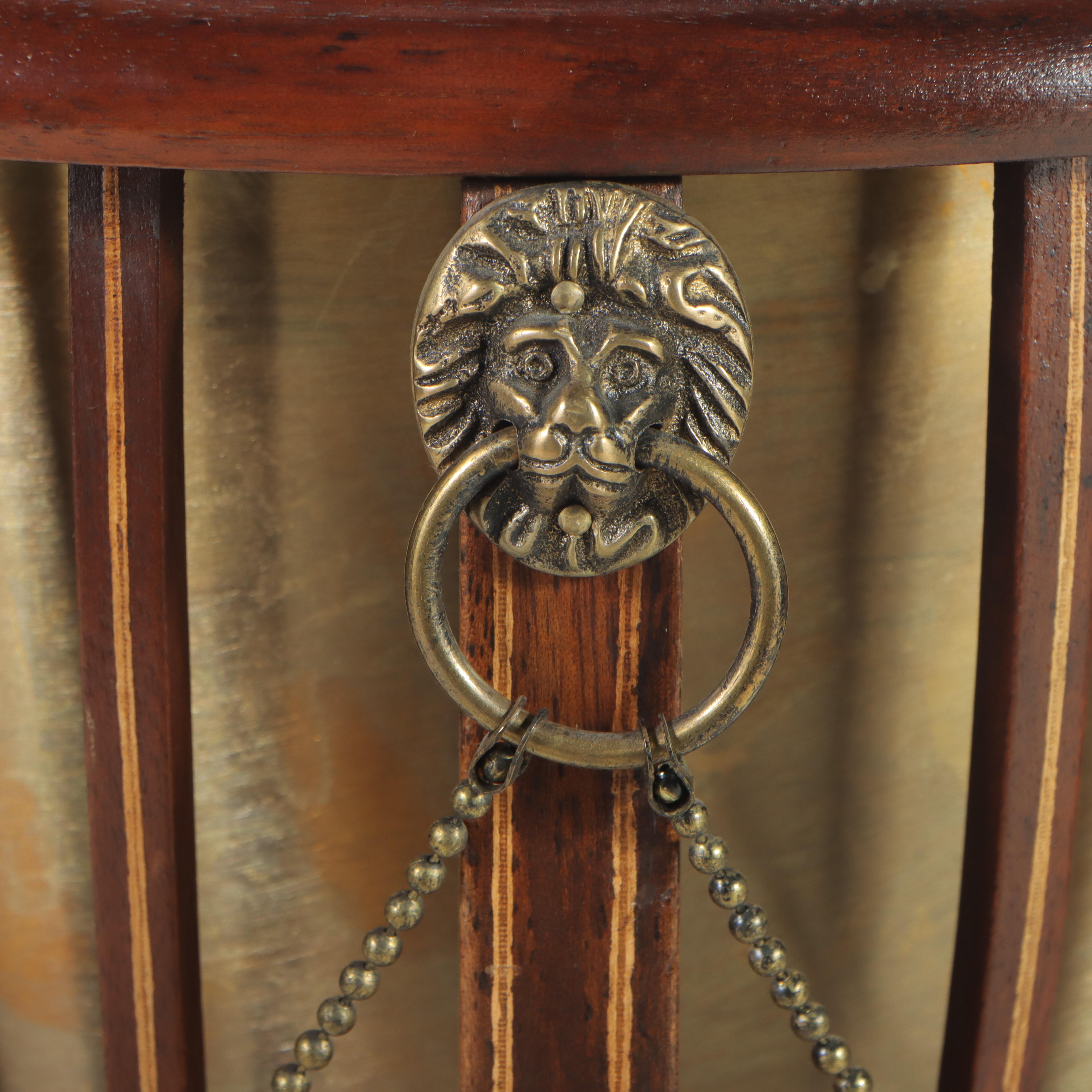 Regency Style Mahogany, Marquetry, and Brass Jardinière