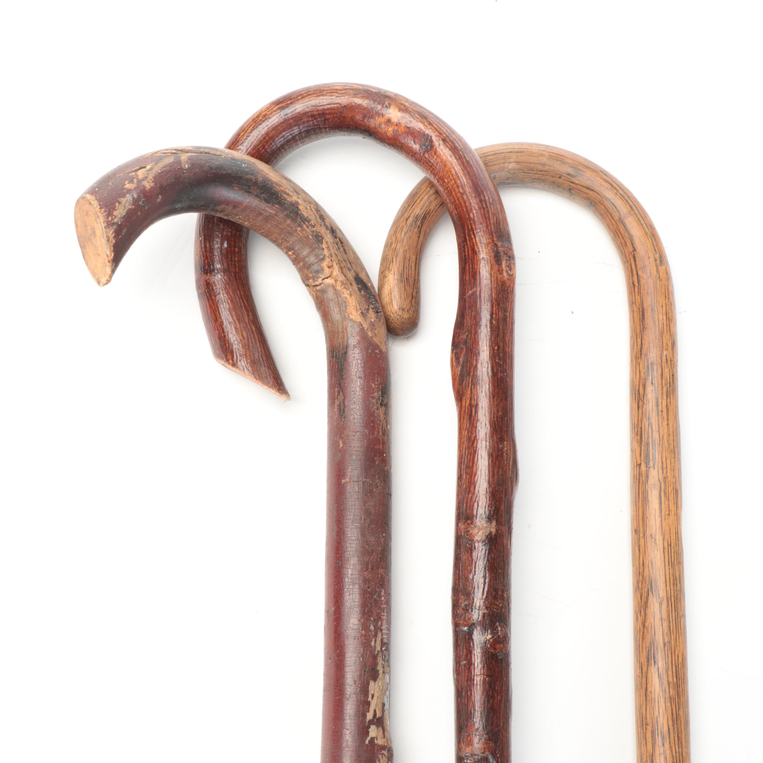 Hand-Carved Wooden Canes Including Thornwood and Bentwood