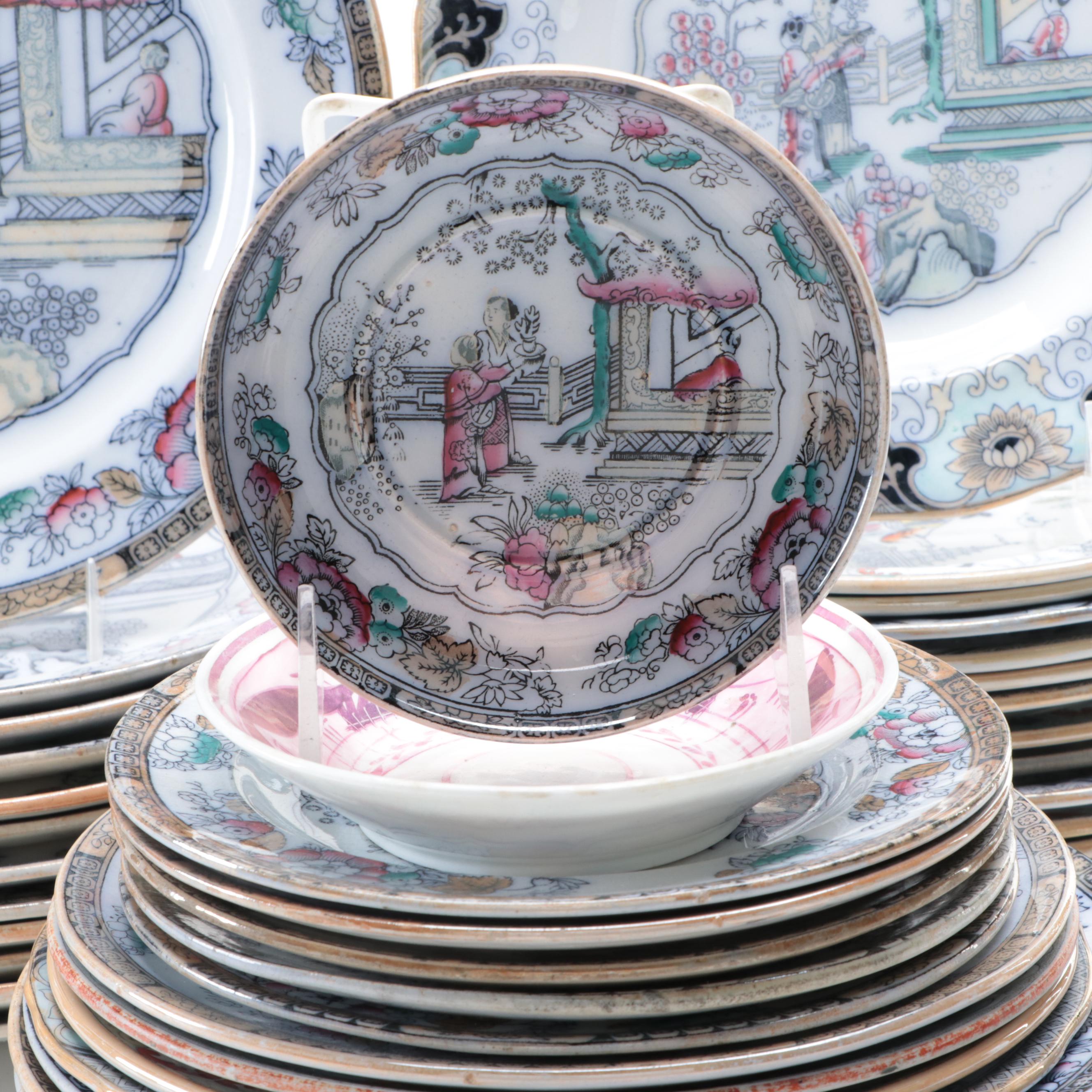 Bates, Walker & Co and Other English Earthenware Chinoiserie Pattern Plates