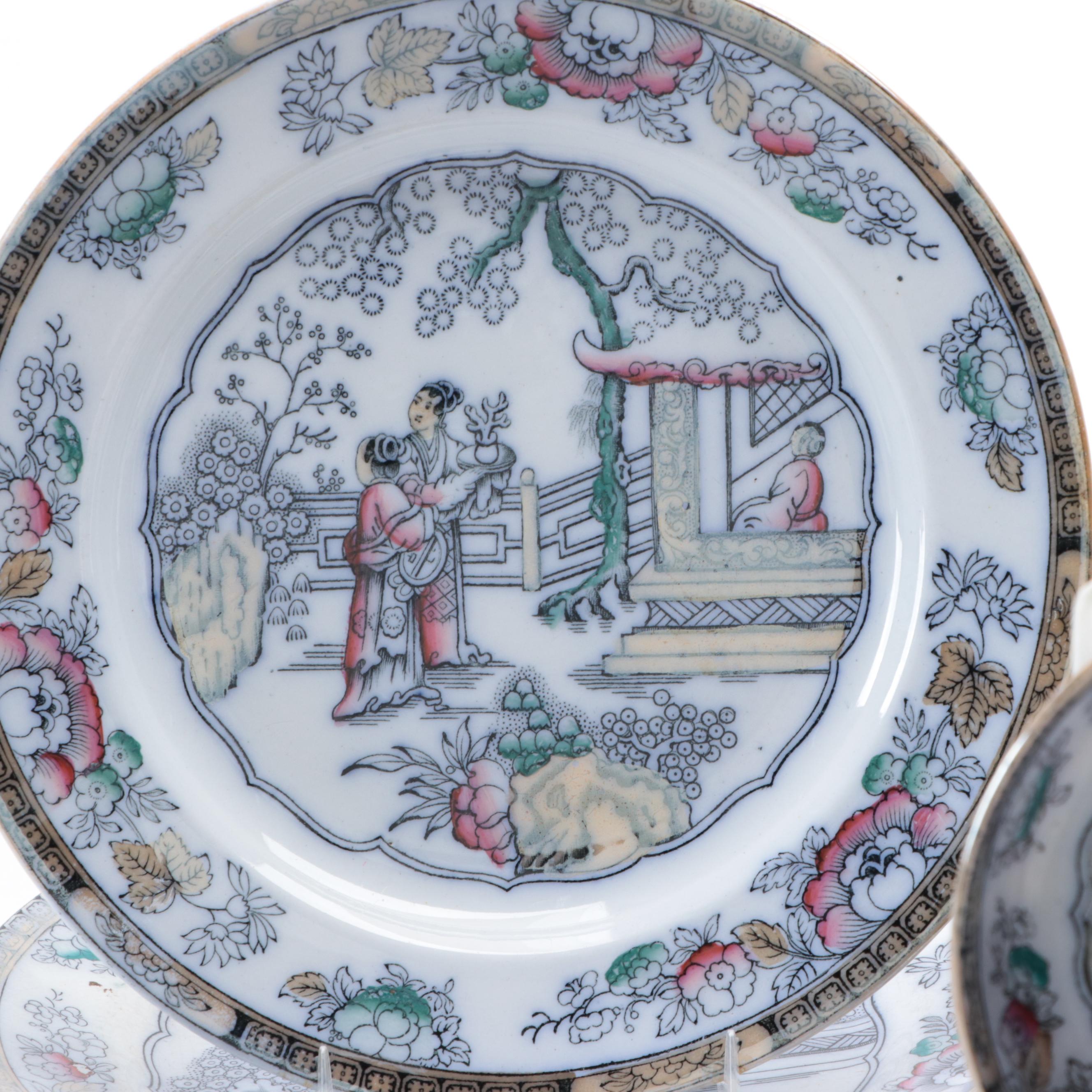 Bates, Walker & Co and Other English Earthenware Chinoiserie Pattern Plates