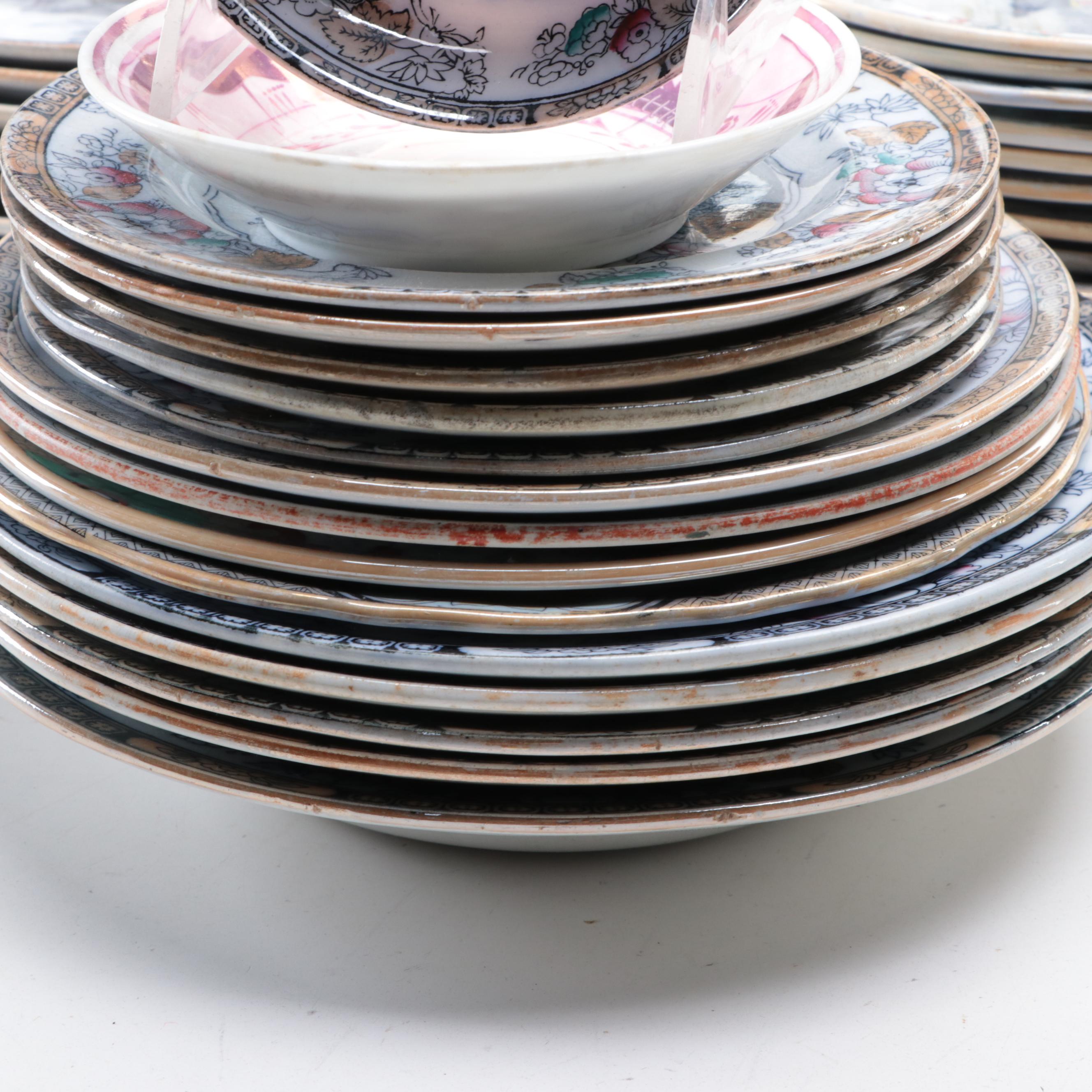 Bates, Walker & Co and Other English Earthenware Chinoiserie Pattern Plates