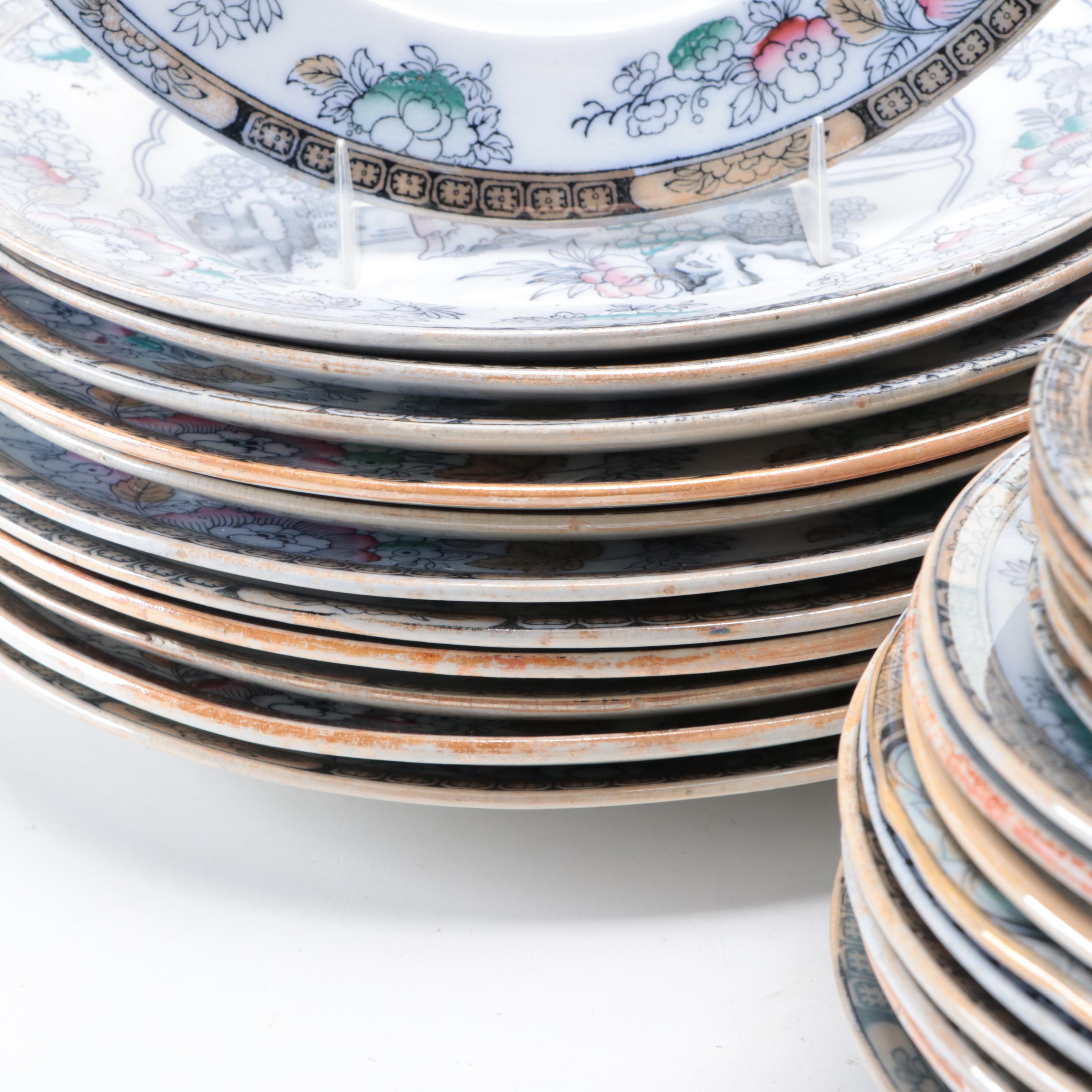 Bates, Walker & Co and Other English Earthenware Chinoiserie Pattern Plates