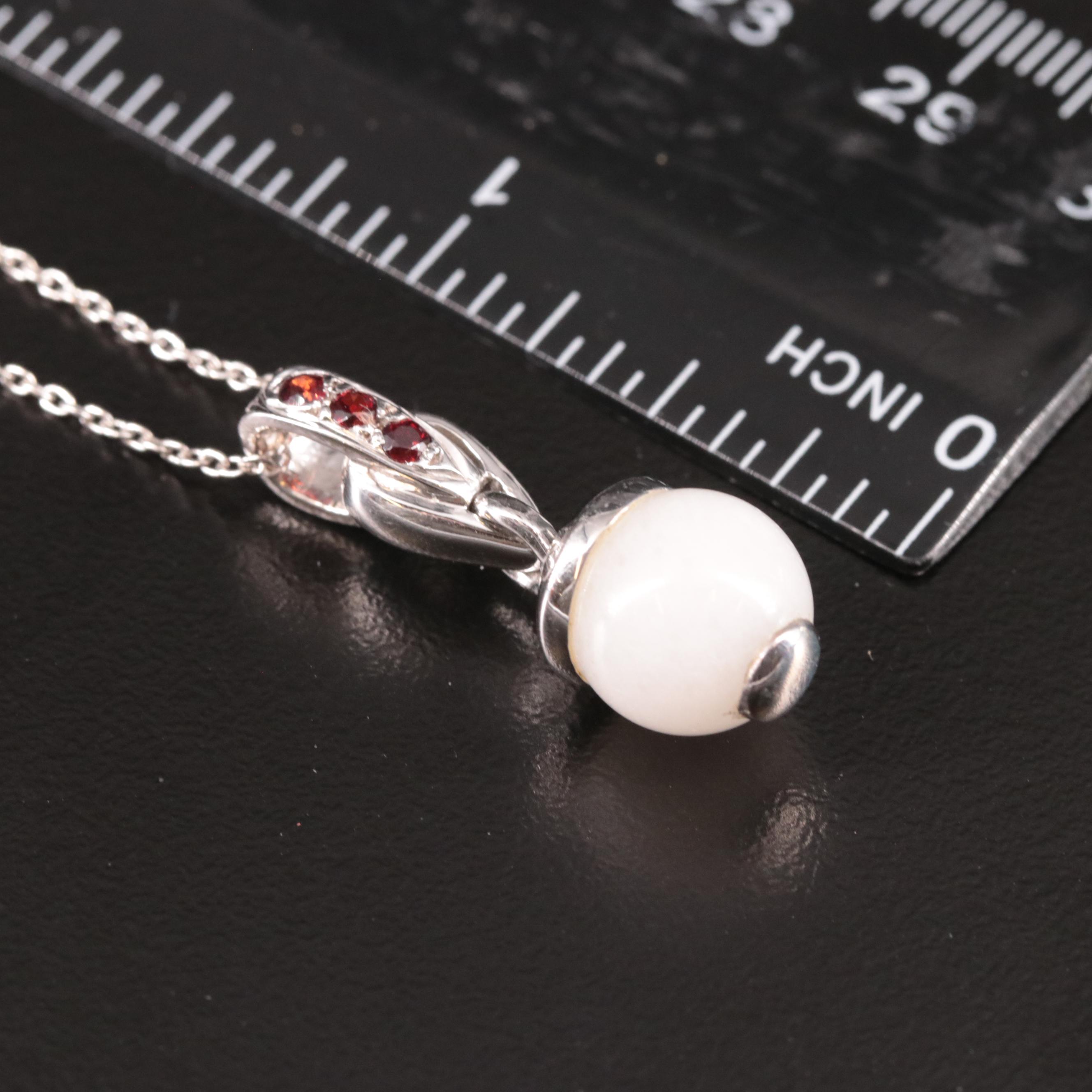 Sterling Chalcedony and Sapphire Pendant Necklace