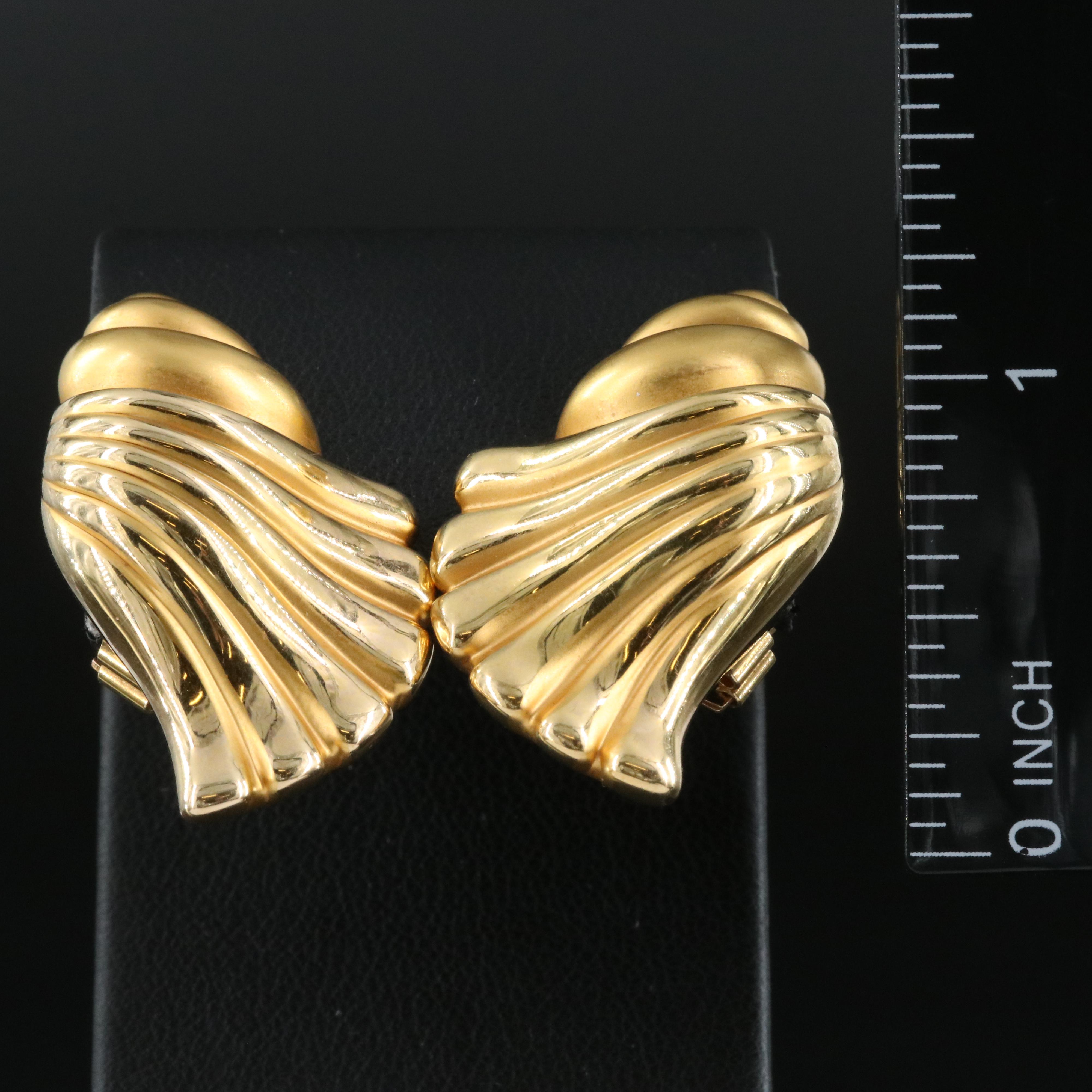 Vintage Charles Garnier 18K Shell Earrings