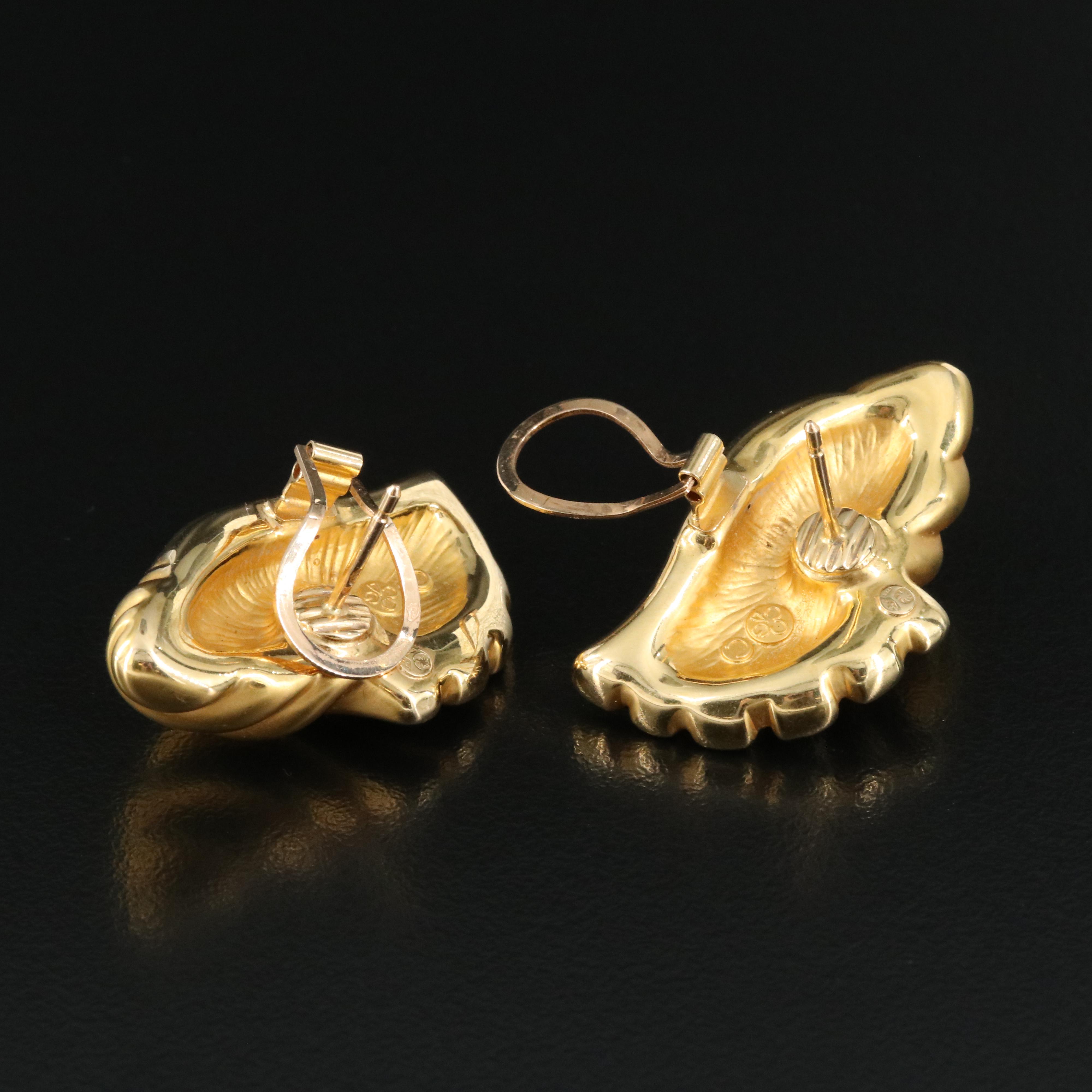 Vintage Charles Garnier 18K Shell Earrings