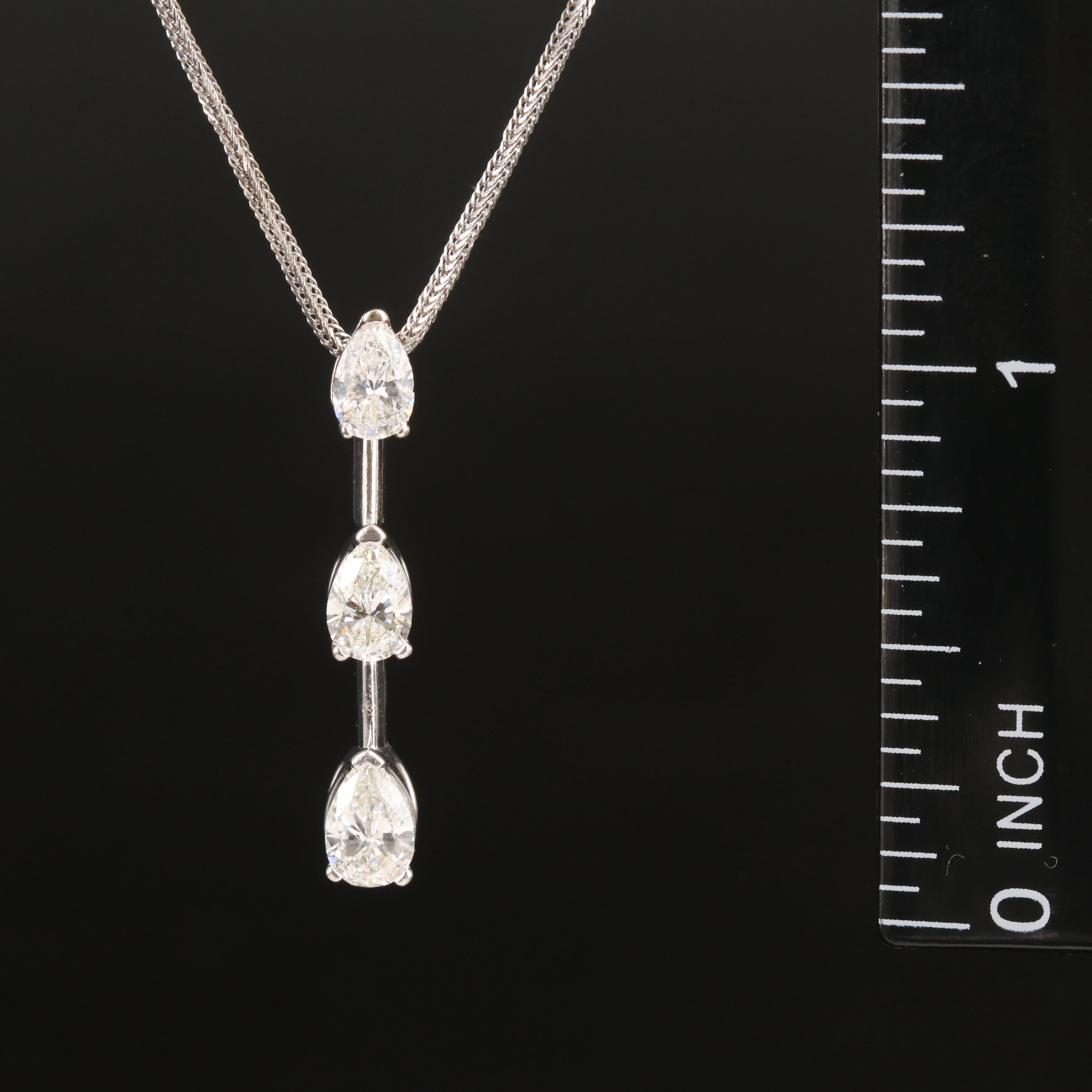 14K 0.96 CTW Diamond Three Stone Pendant Necklace