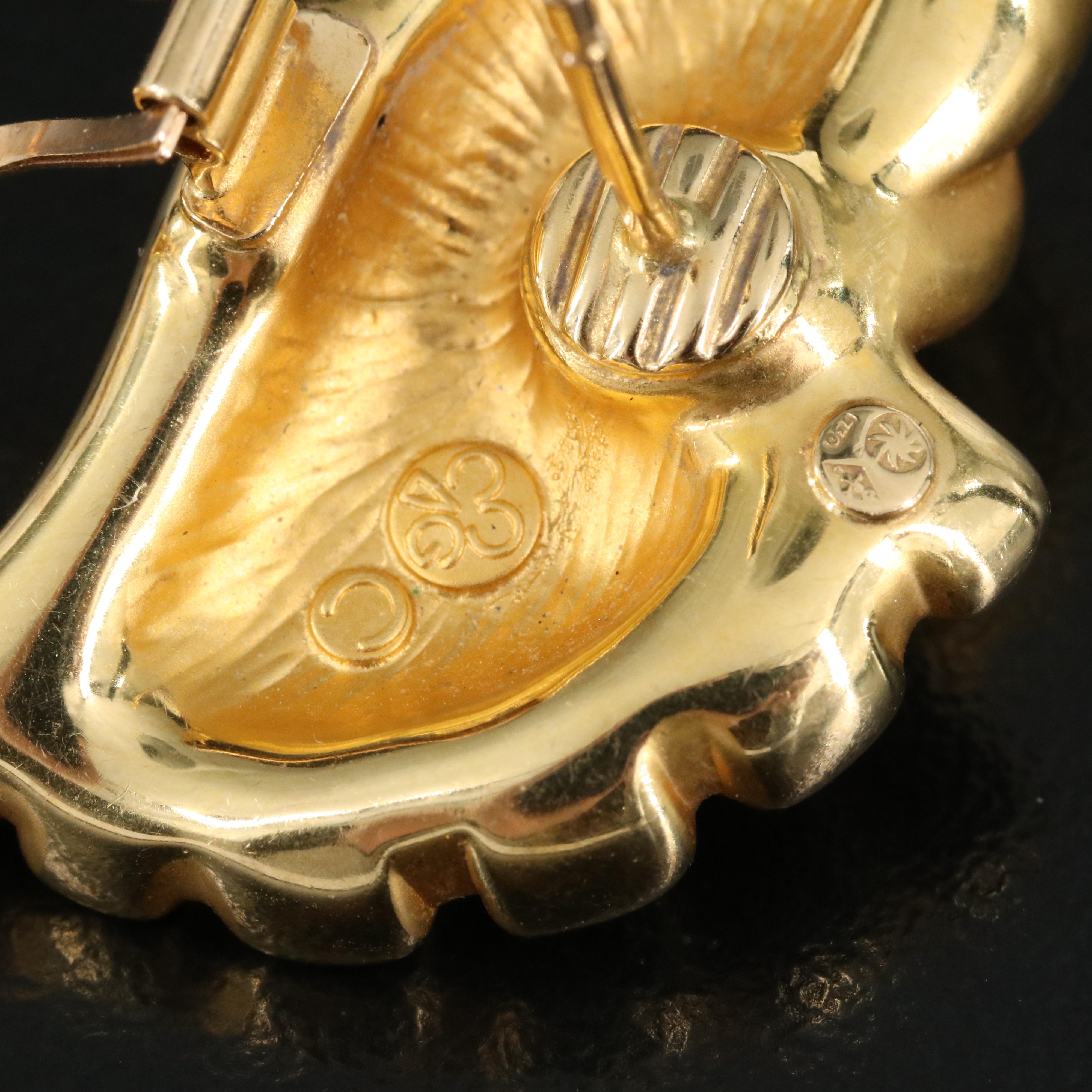 Vintage Charles Garnier 18K Shell Earrings