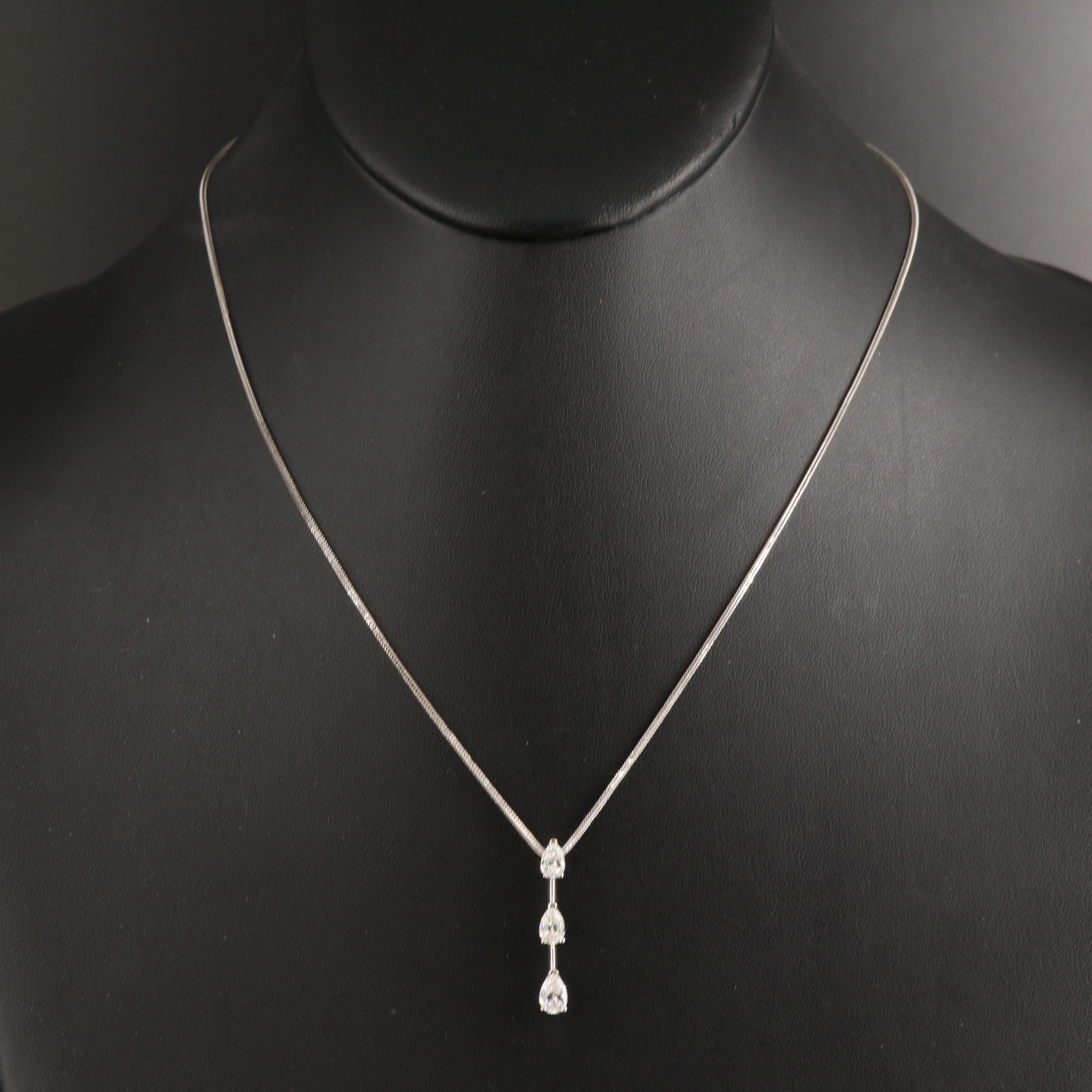 14K 0.96 CTW Diamond Three Stone Pendant Necklace