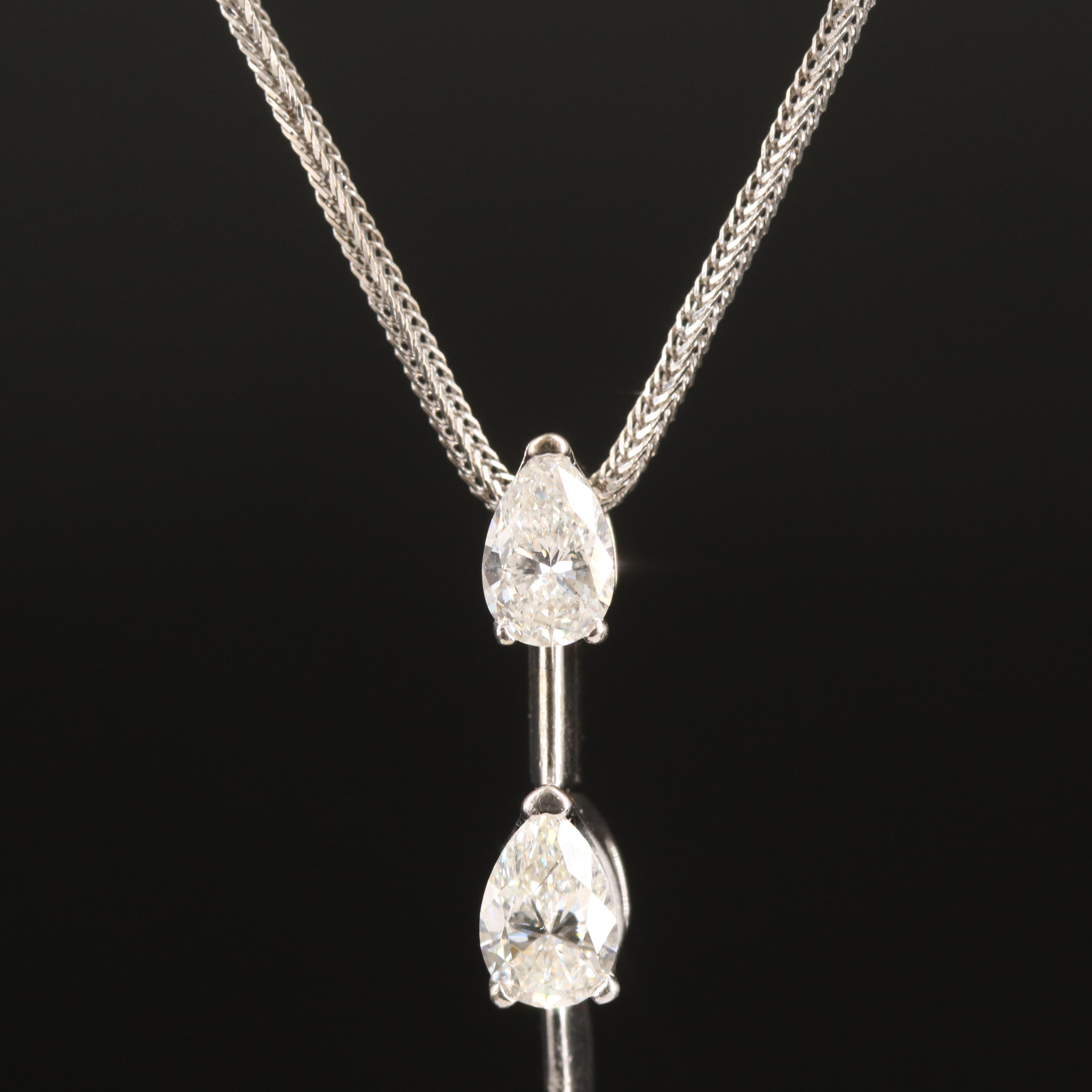 14K 0.96 CTW Diamond Three Stone Pendant Necklace