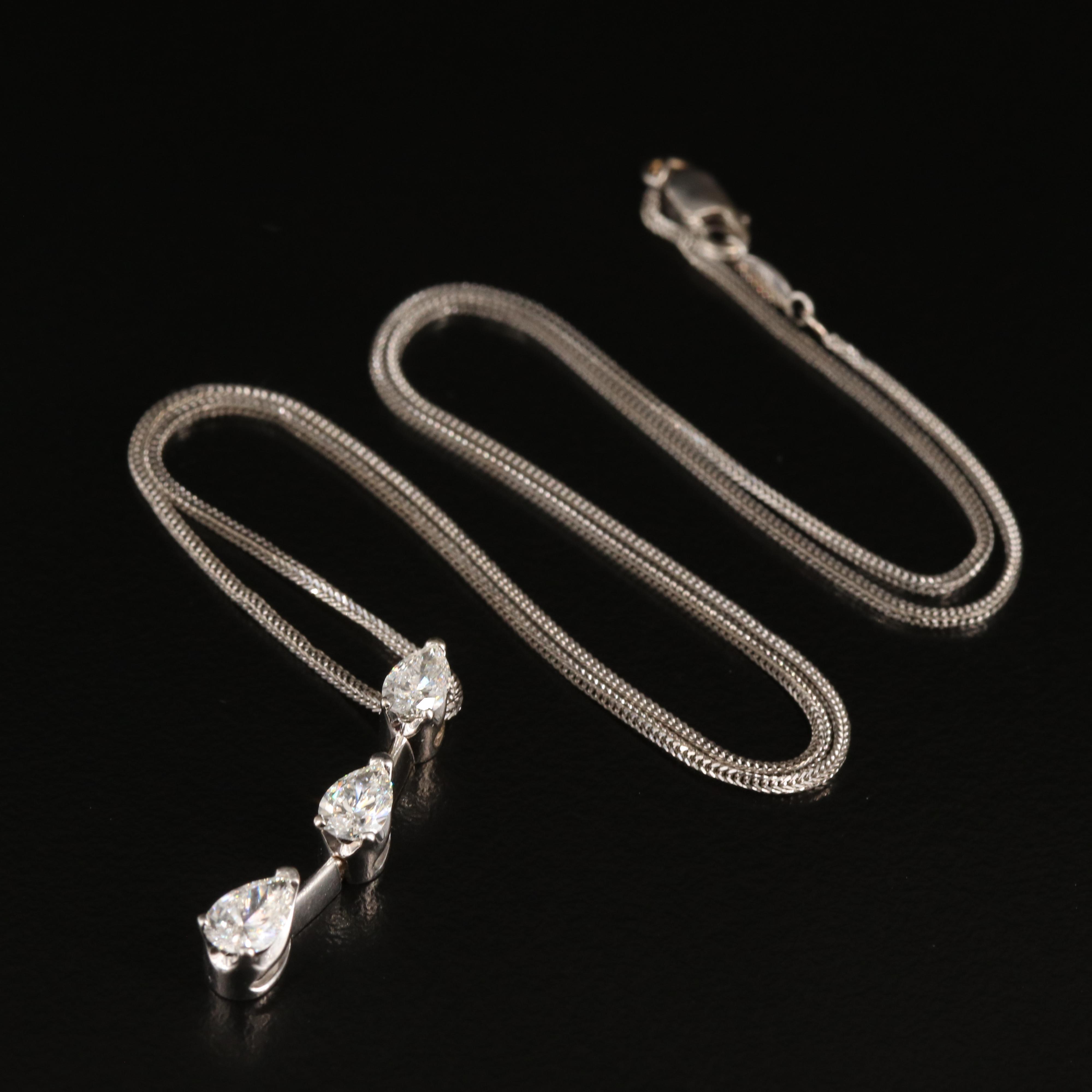 14K 0.96 CTW Diamond Three Stone Pendant Necklace