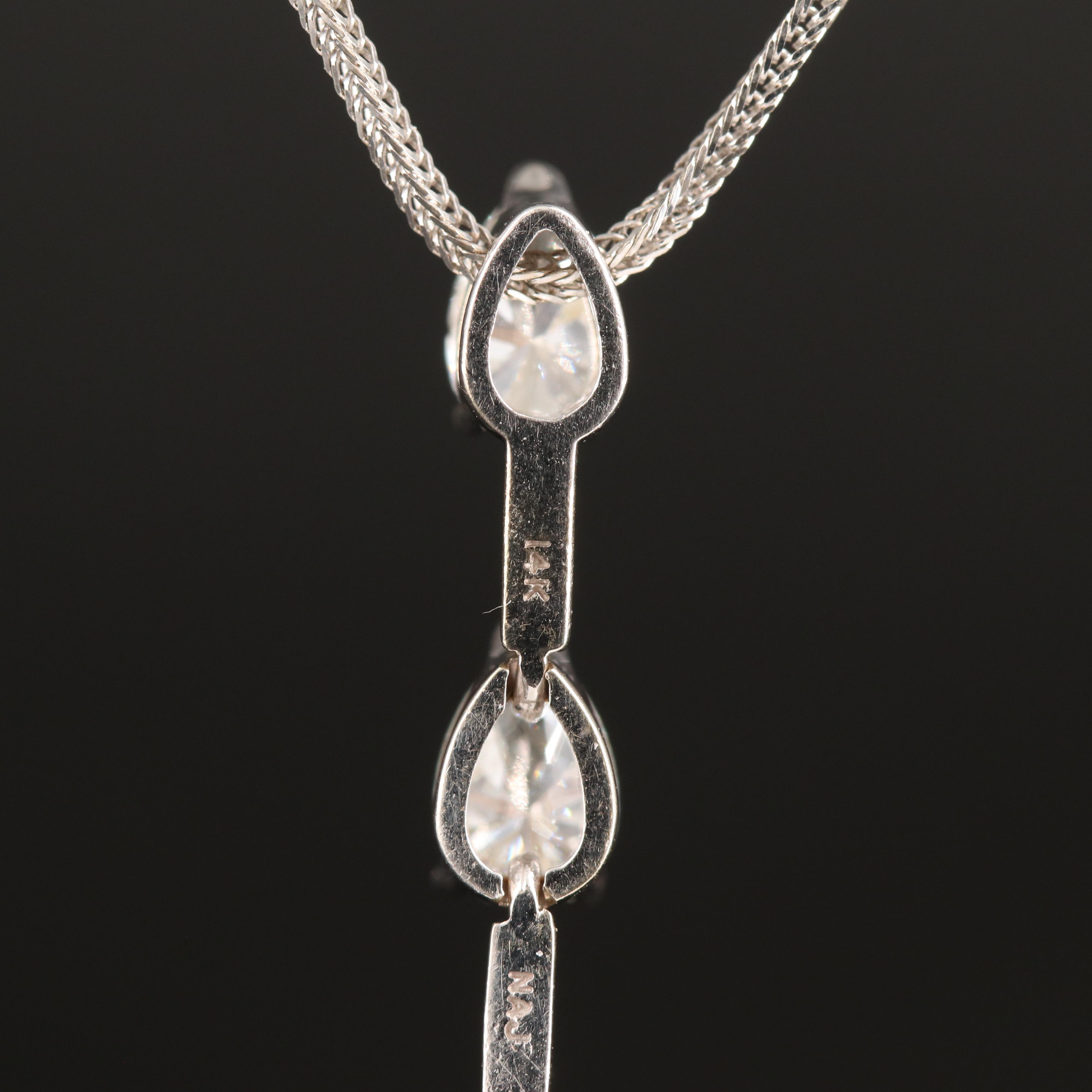 14K 0.96 CTW Diamond Three Stone Pendant Necklace