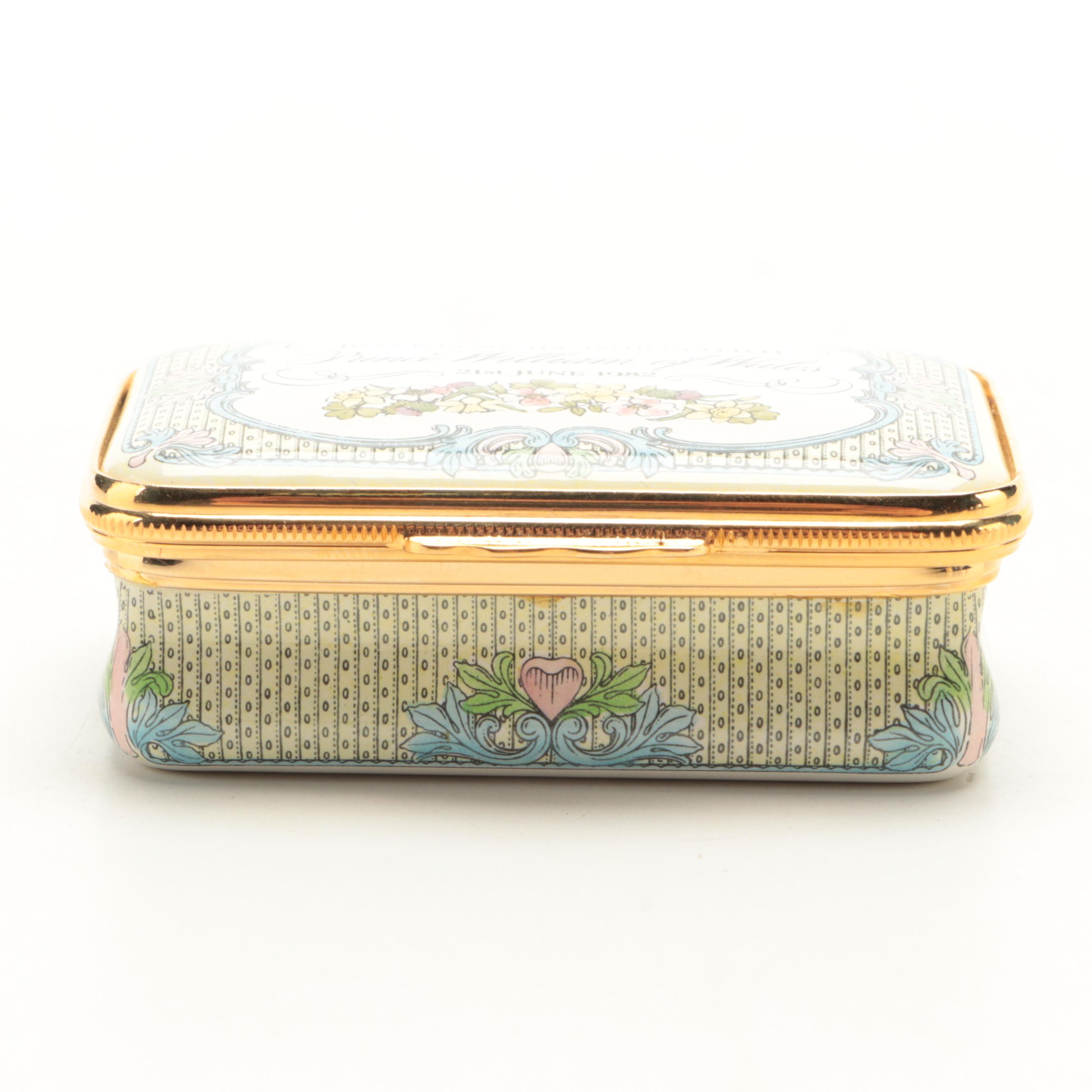 Halcyon Days Prince William and Prince Henry Birth Commemorative Boxes, 1980s