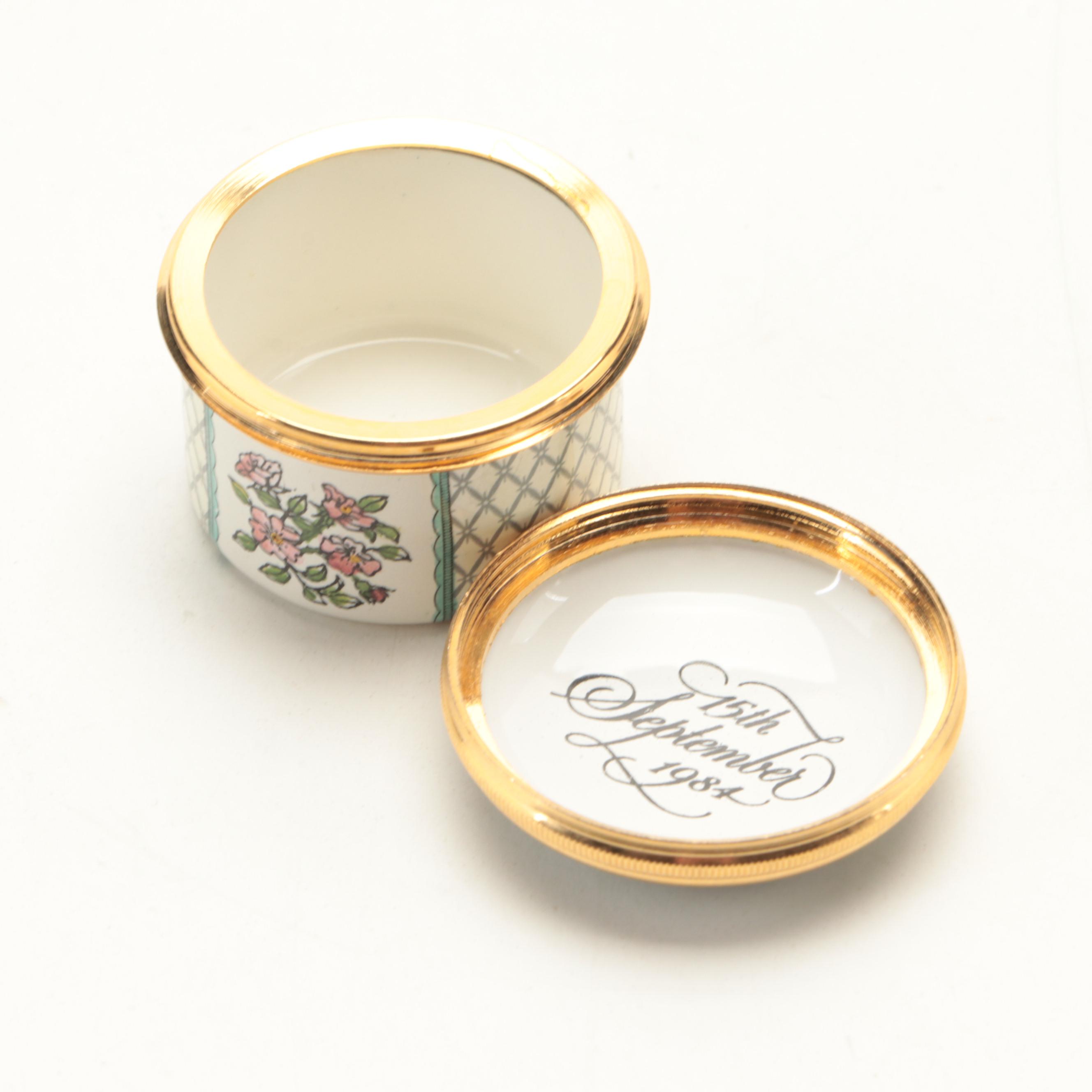 Halcyon Days Prince William and Prince Henry Birth Commemorative Boxes, 1980s