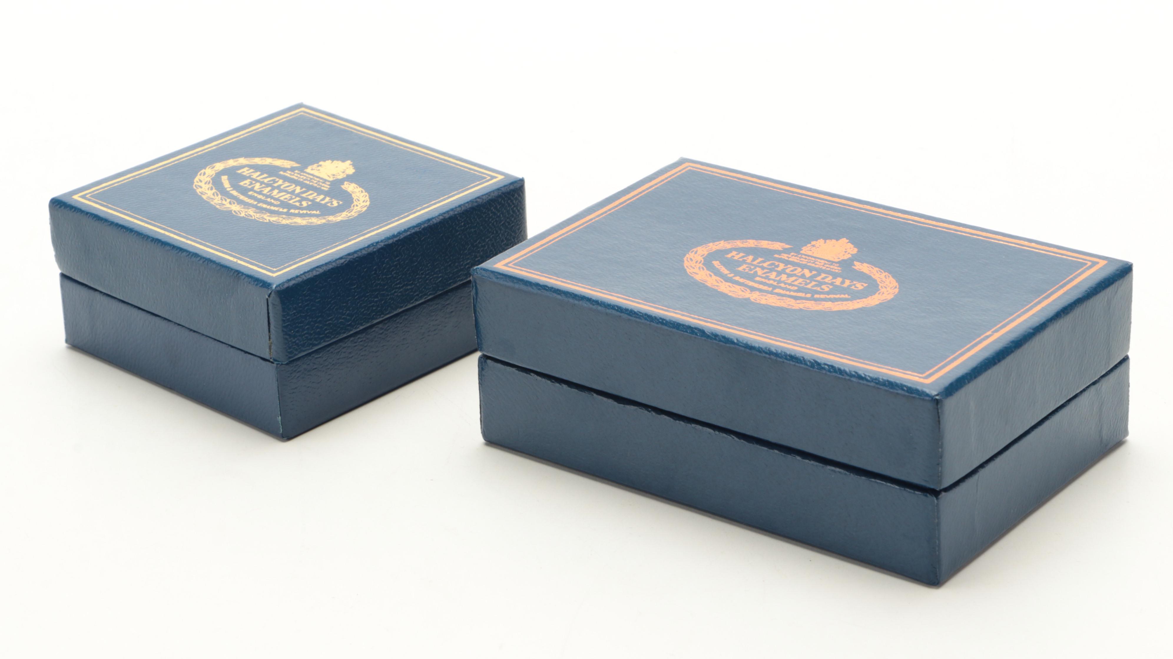 Halcyon Days Prince William and Prince Henry Birth Commemorative Boxes, 1980s
