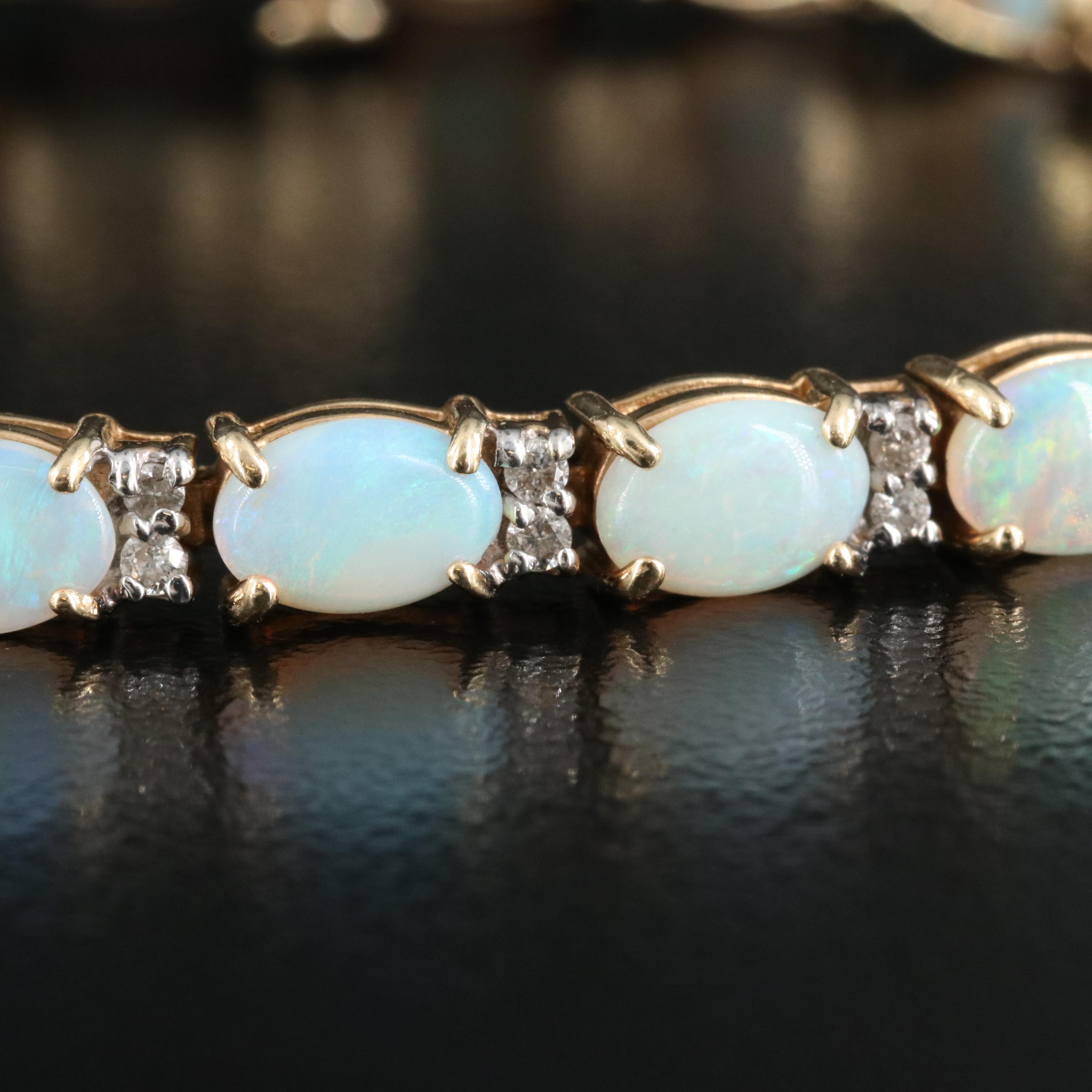 14K Opal and Diamond Bracelet