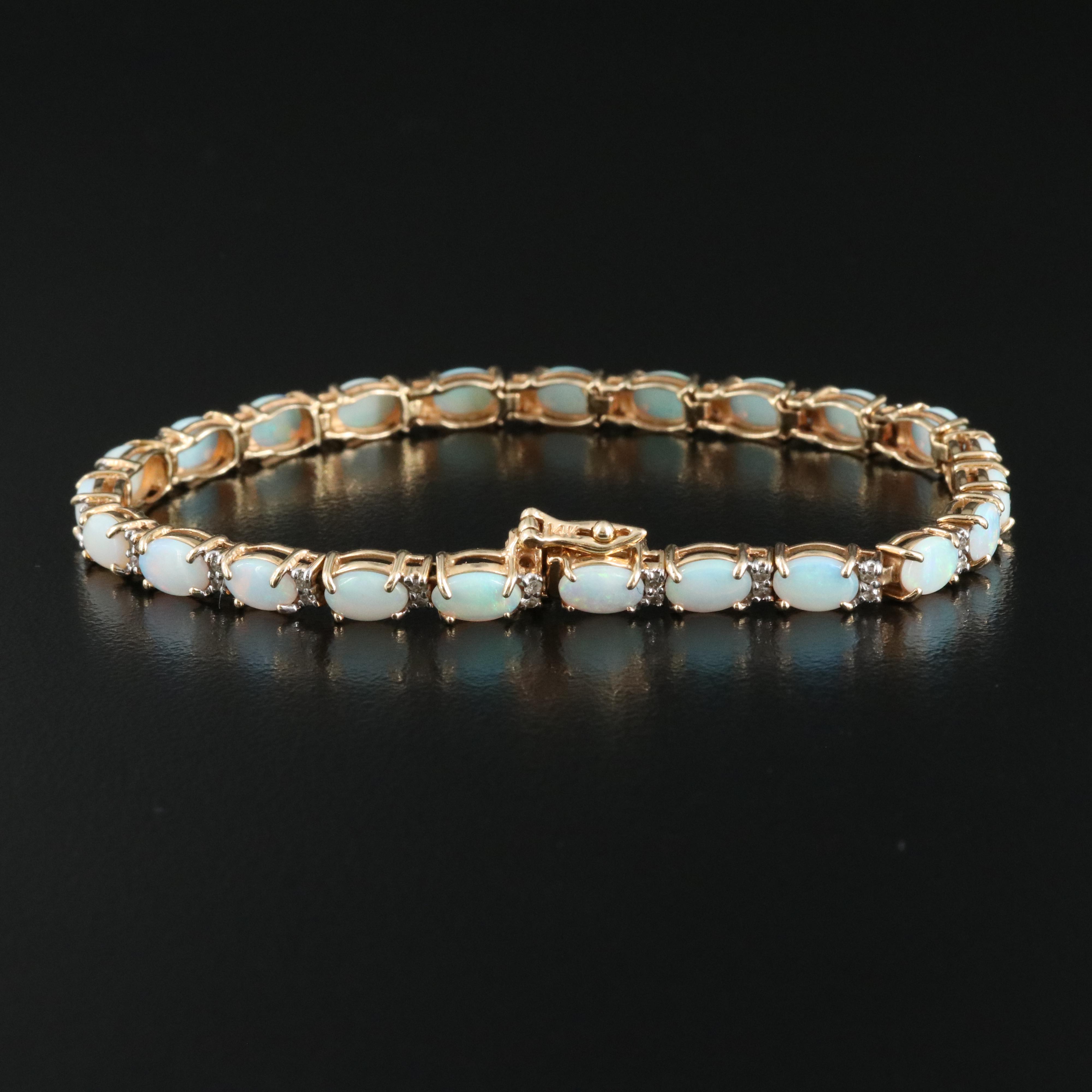 14K Opal and Diamond Bracelet