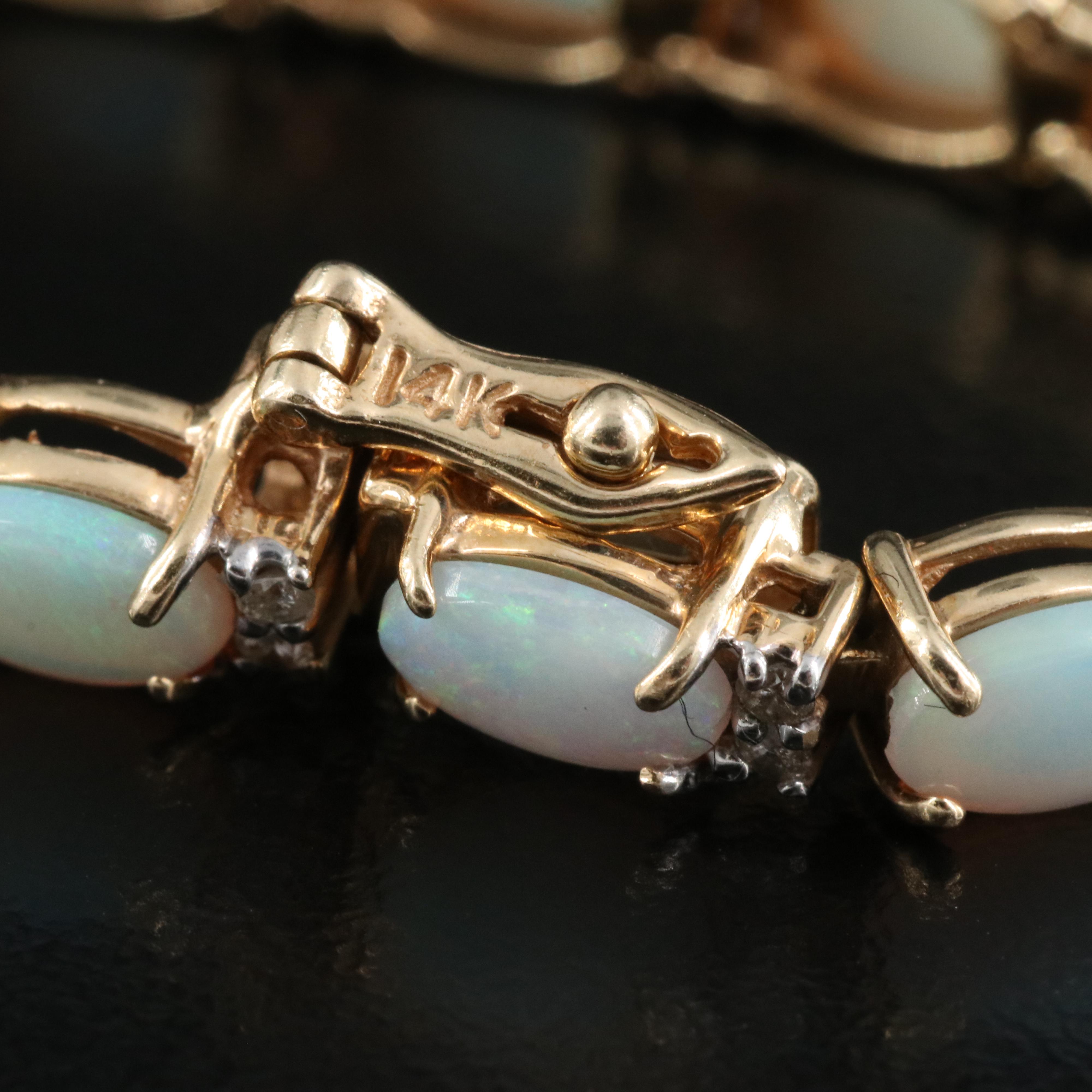 14K Opal and Diamond Bracelet