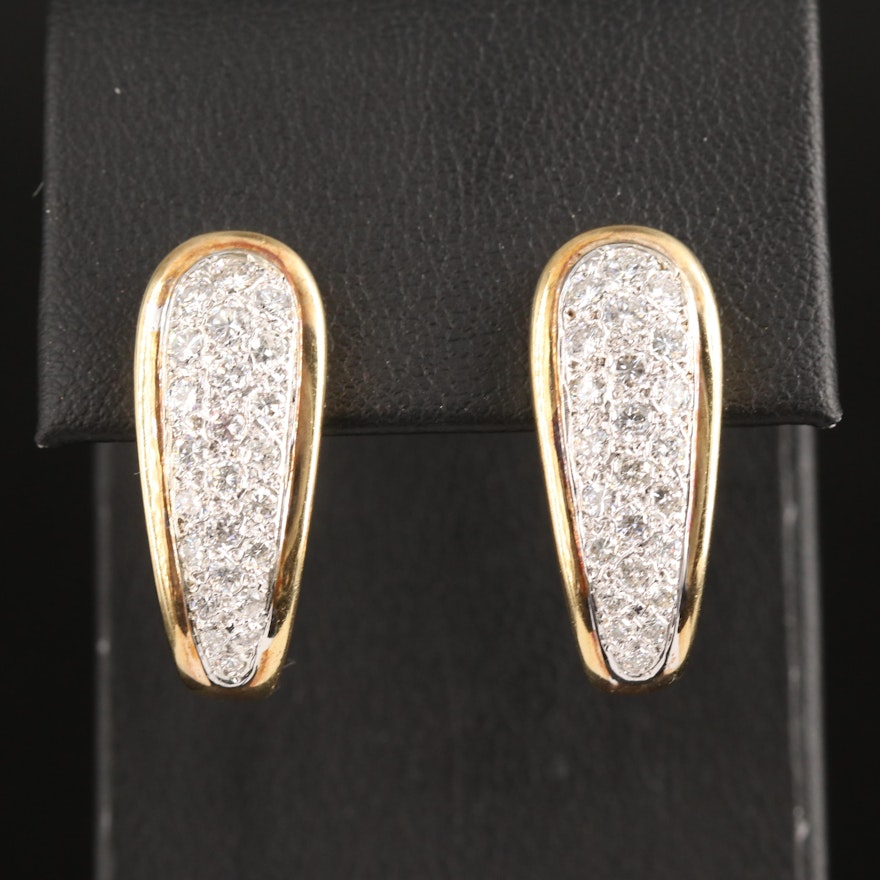 14K 1.70 CTW Diamond J Hoop Earrings