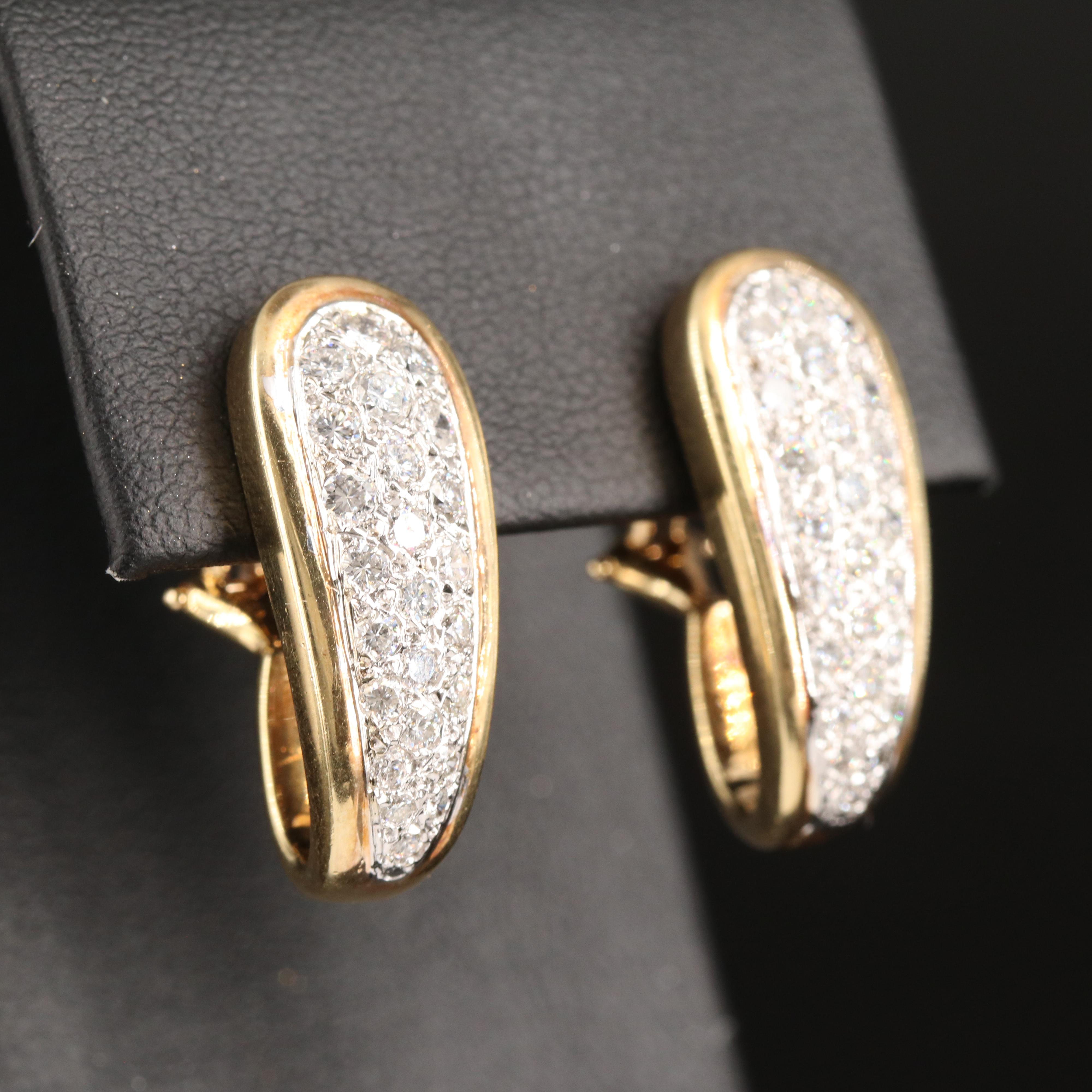 14K 1.70 CTW Diamond J Hoop Earrings