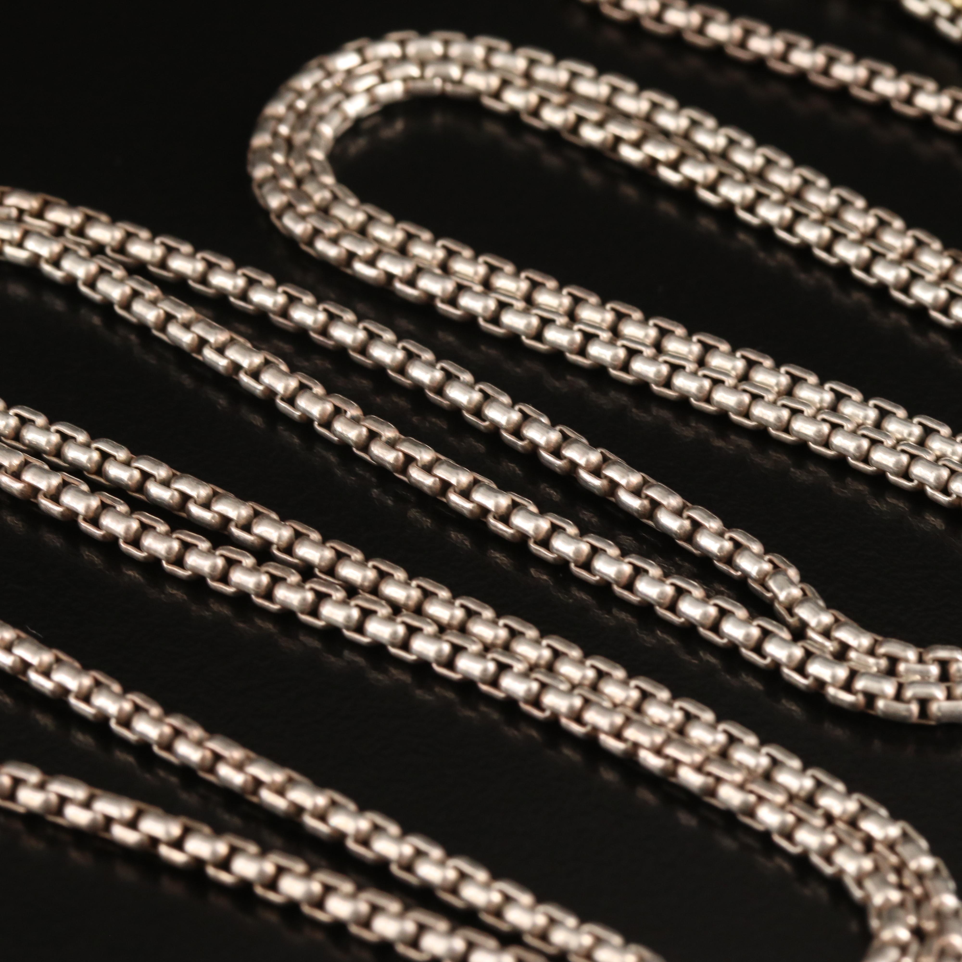 David Yurman Sterling Box Chain Necklace with 14K Tag