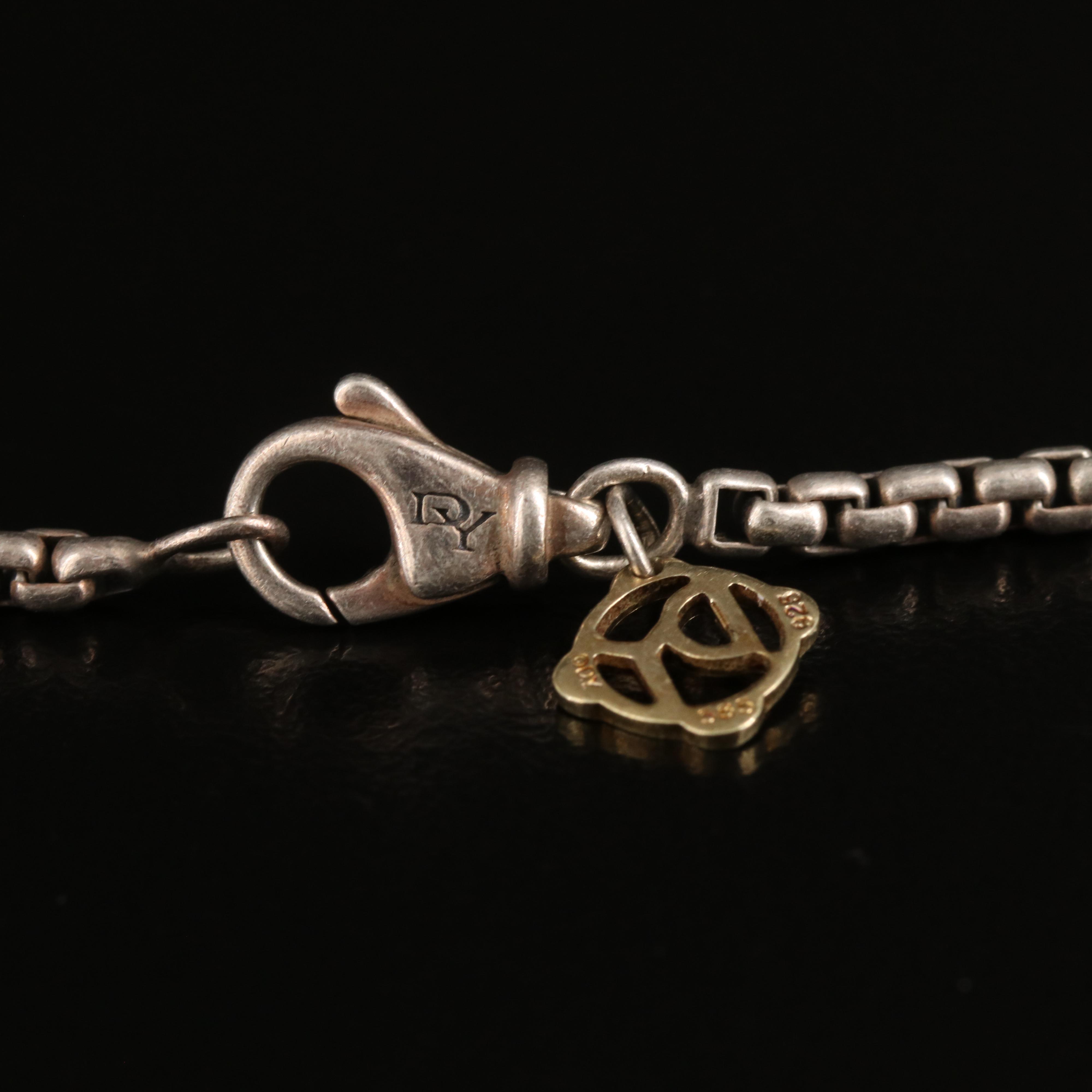 David Yurman Sterling Box Chain Necklace with 14K Tag