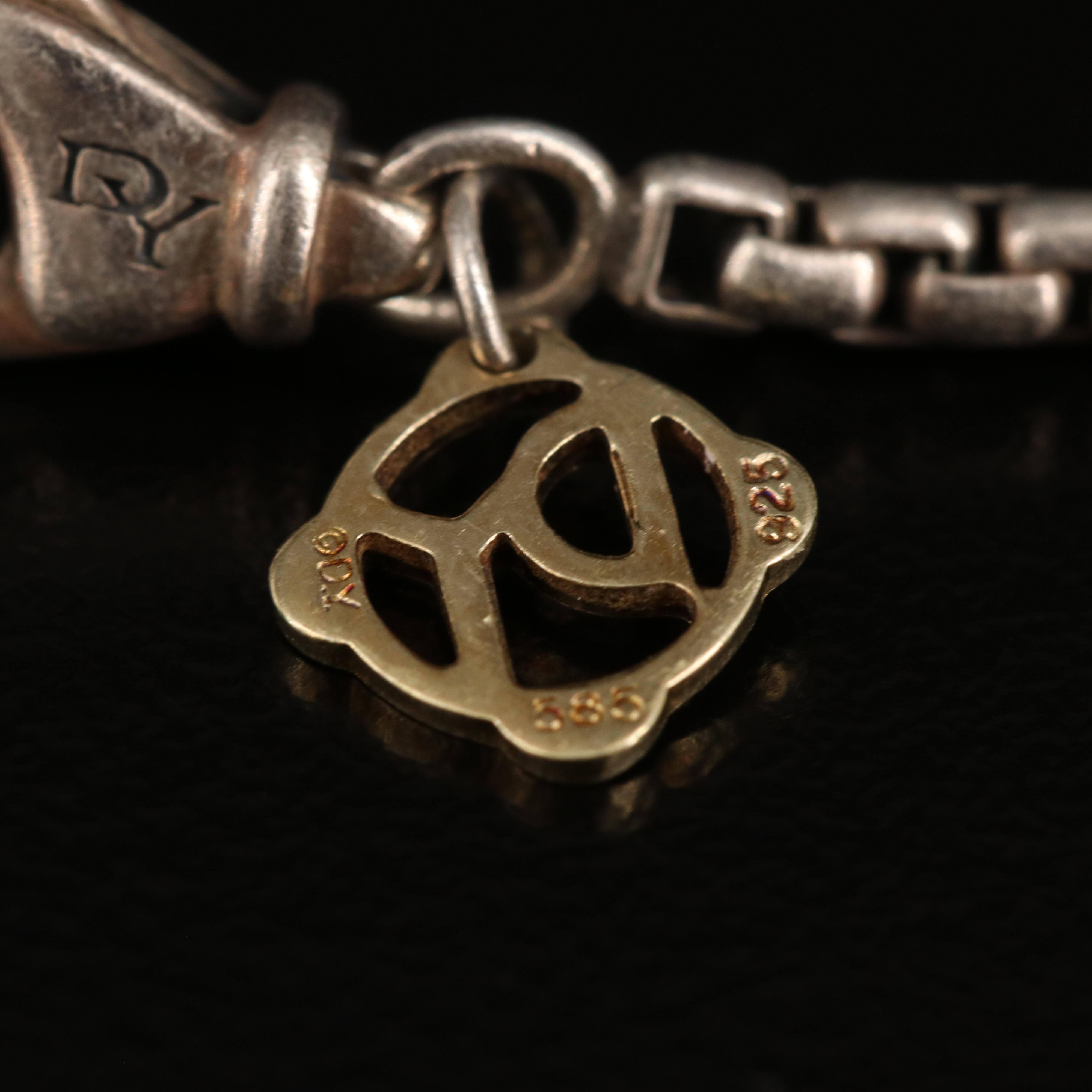 David Yurman Sterling Box Chain Necklace with 14K Tag