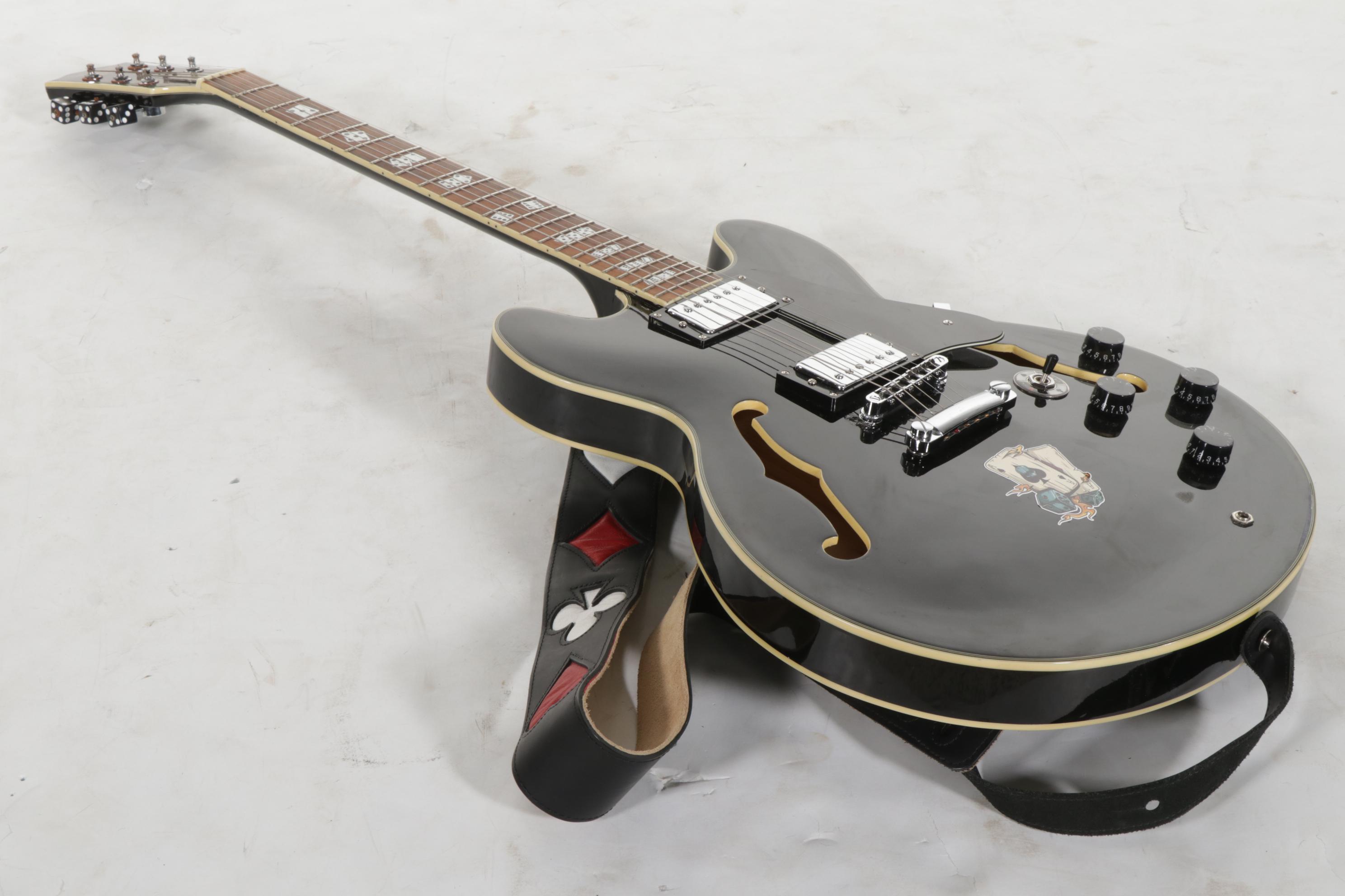 Playing Cards and Dice Themed S101 Electric Guitar with Shoulder Strap