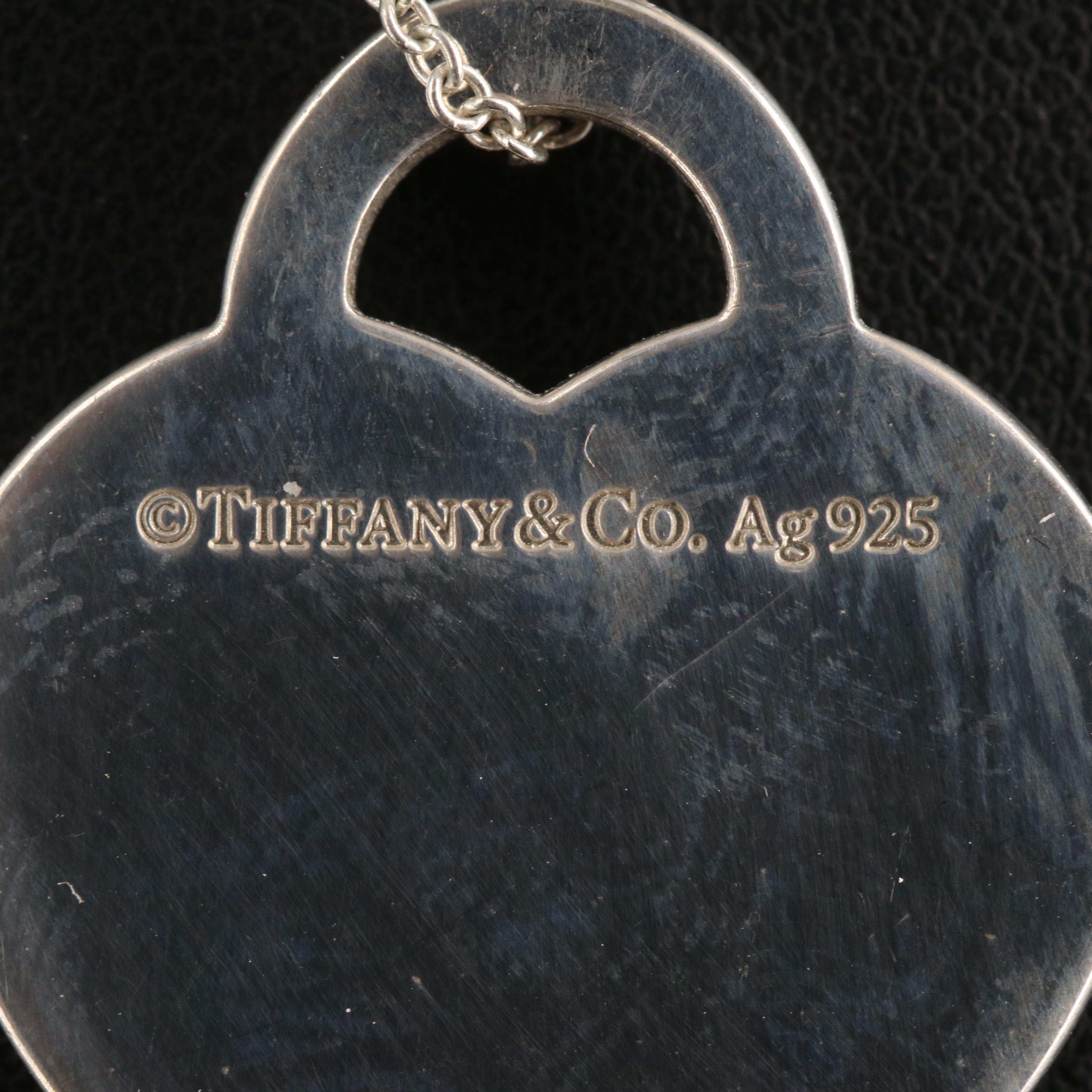 Tiffany & Co. Please Return to Tiffany Heart Tag Necklace with Enamel Outline