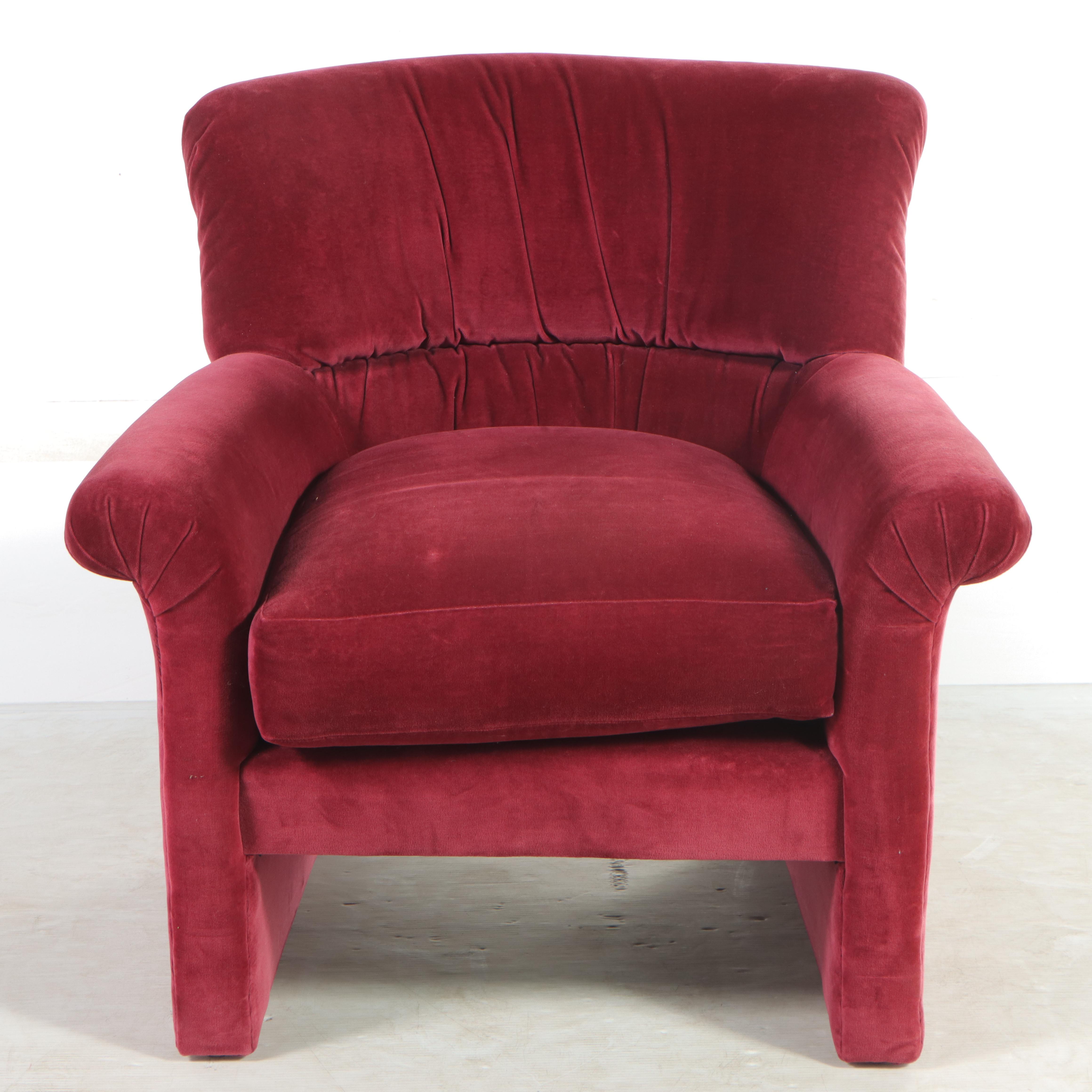 Velveteen-Upholstered Tub Chair, Late 20th Century