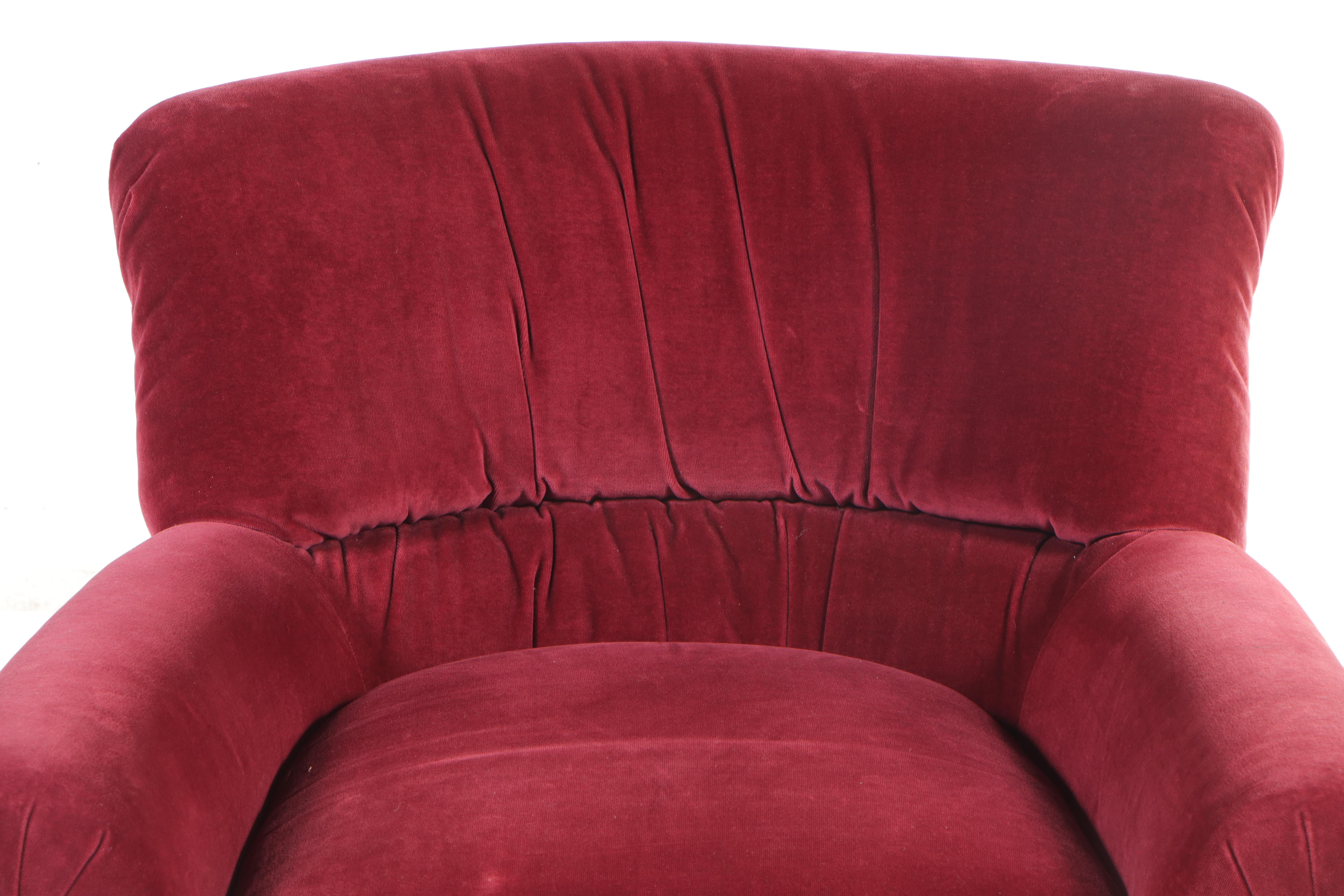 Velveteen-Upholstered Tub Chair, Late 20th Century