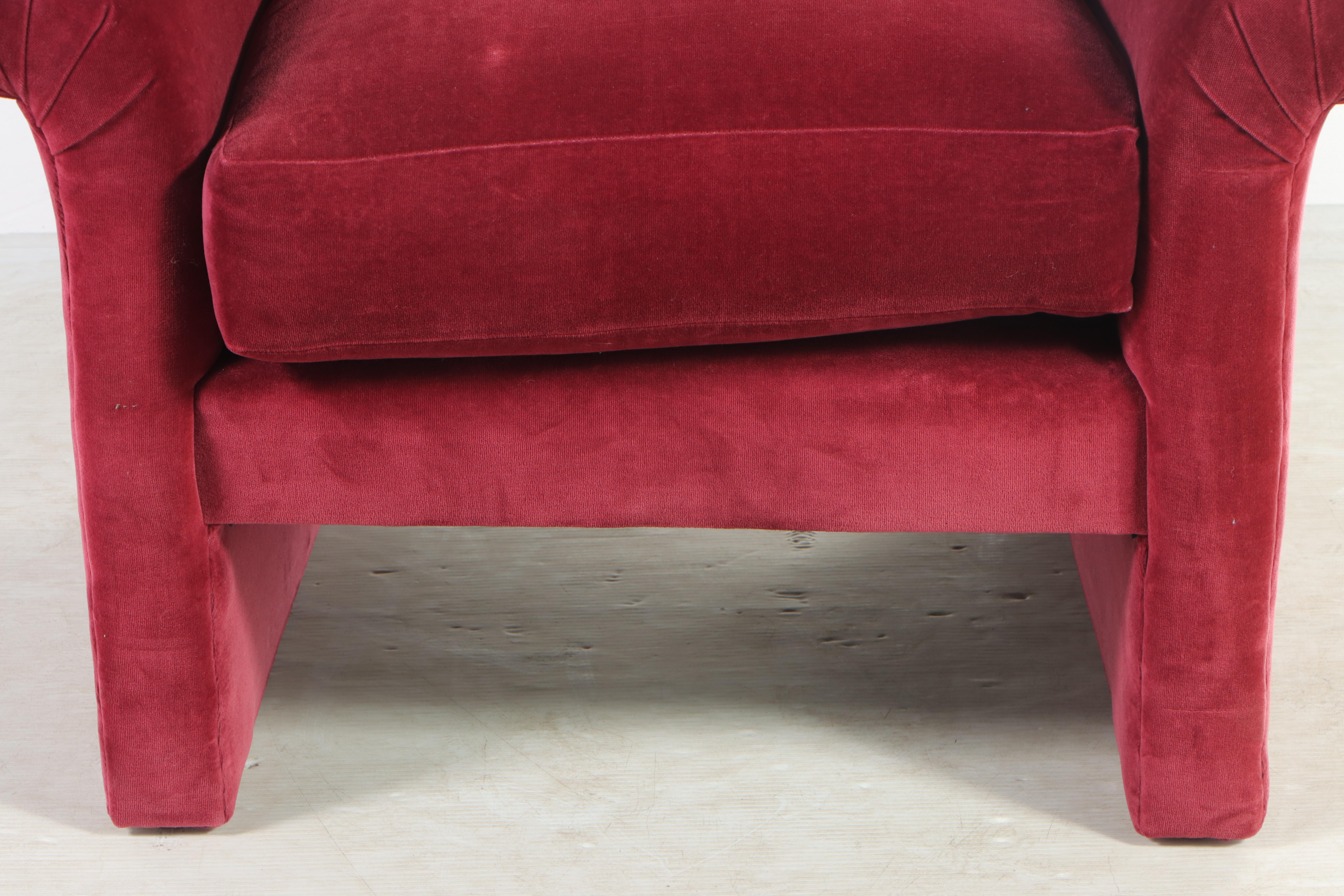 Velveteen-Upholstered Tub Chair, Late 20th Century