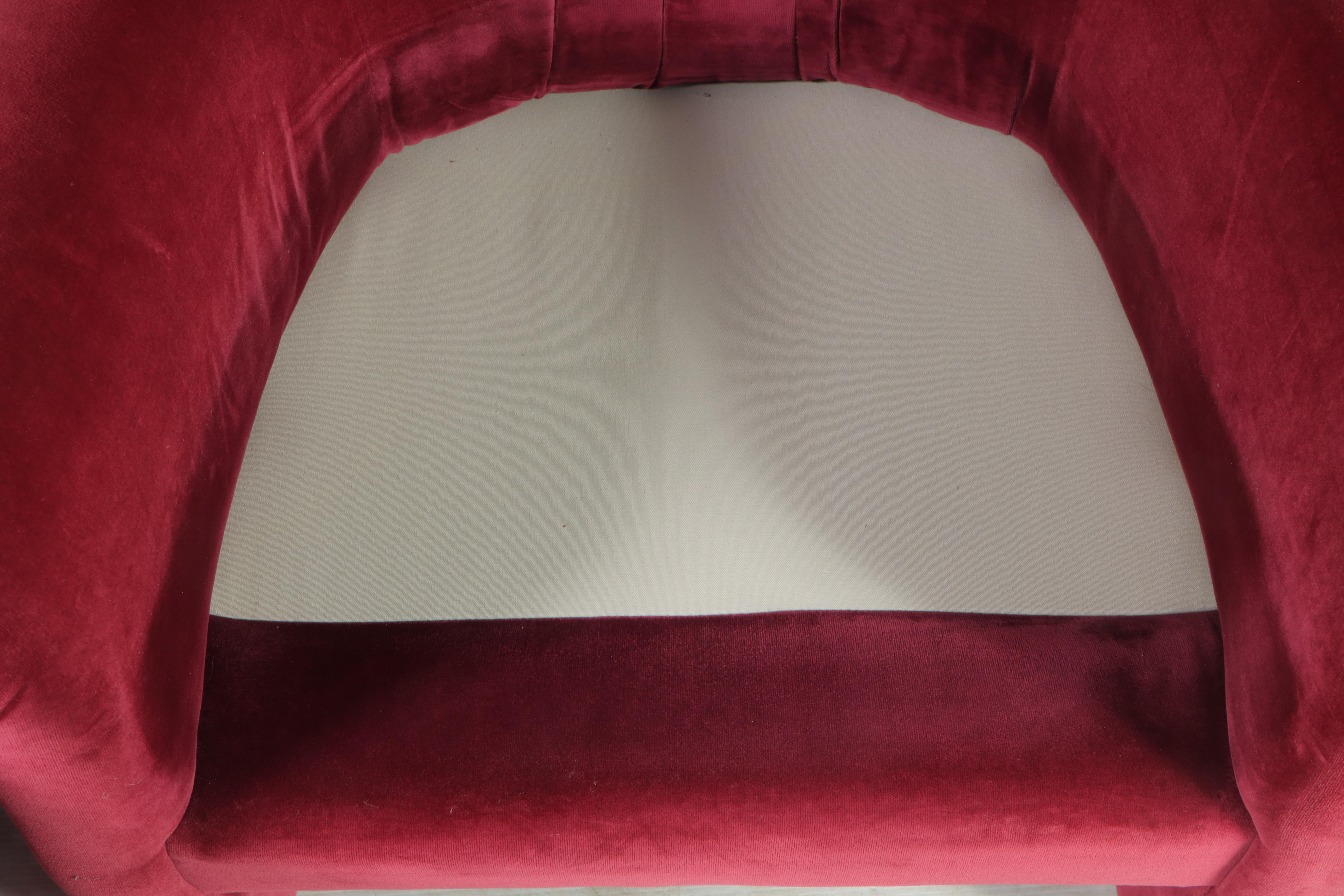 Velveteen-Upholstered Tub Chair, Late 20th Century