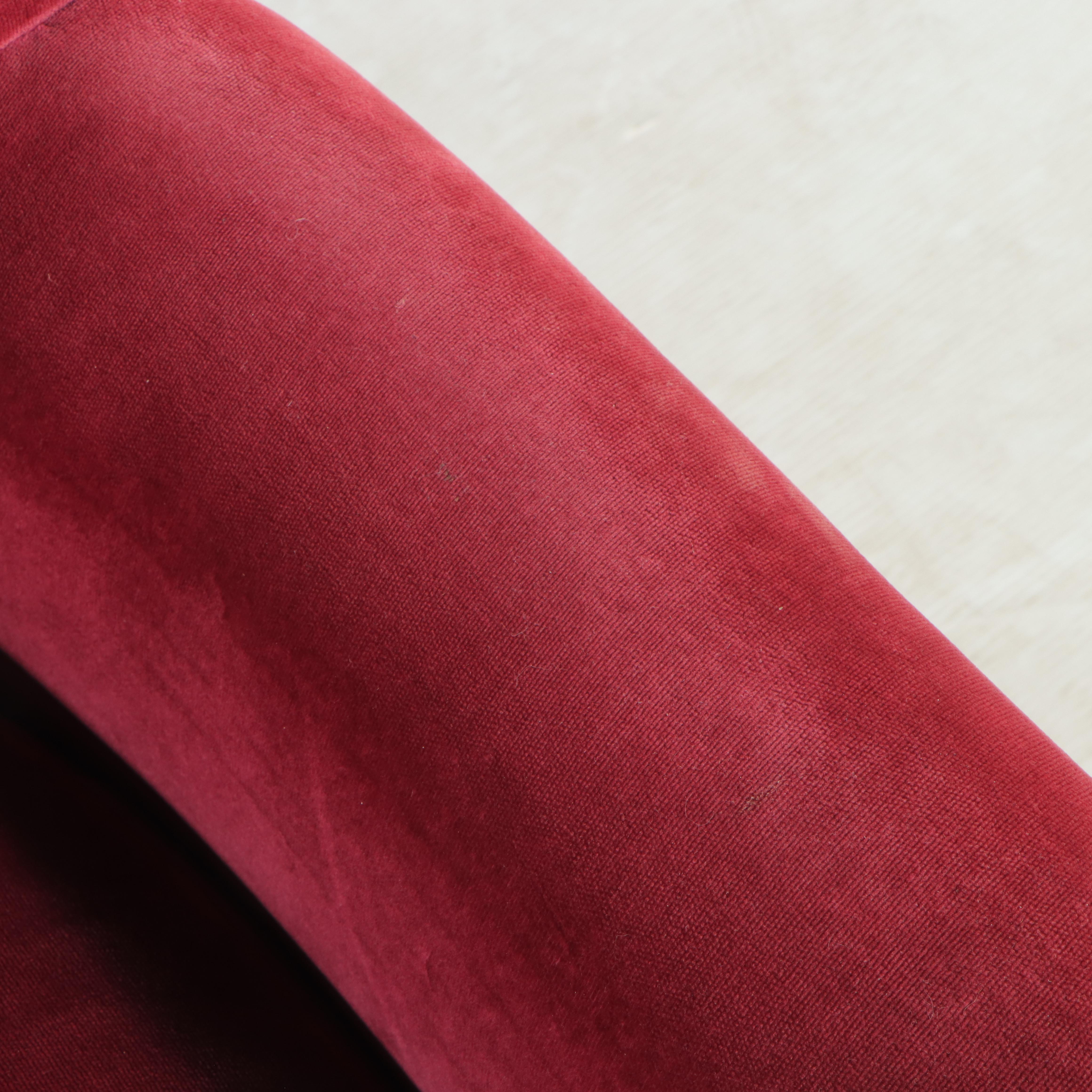 Velveteen-Upholstered Tub Chair, Late 20th Century