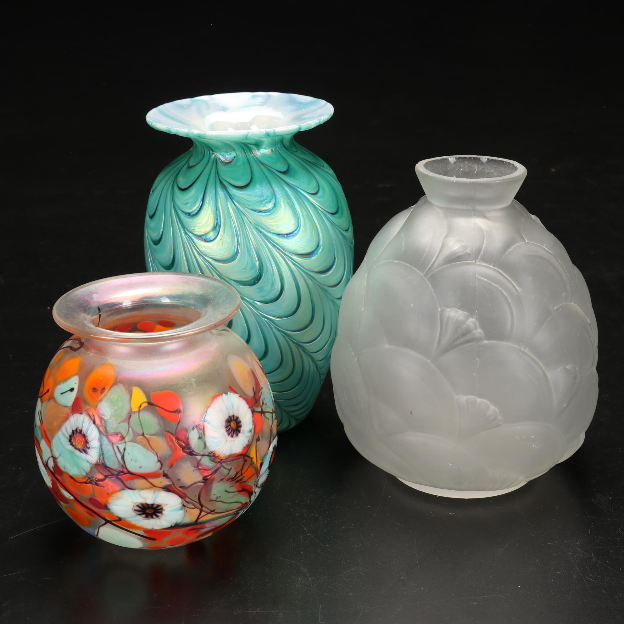 Art Glass Vases Including Herb Thomas, Espainet France and Other