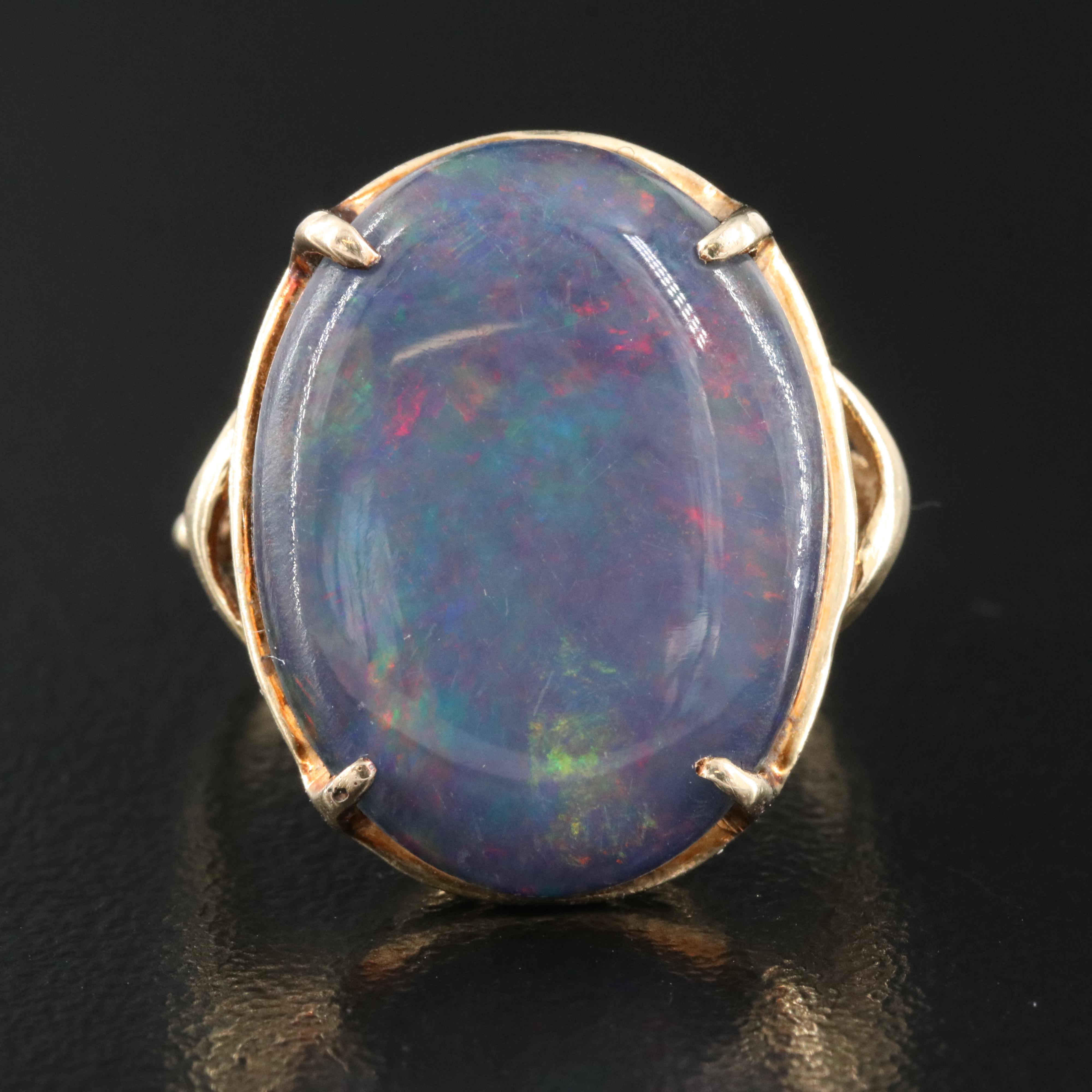 14K Opal Triplet Ring
