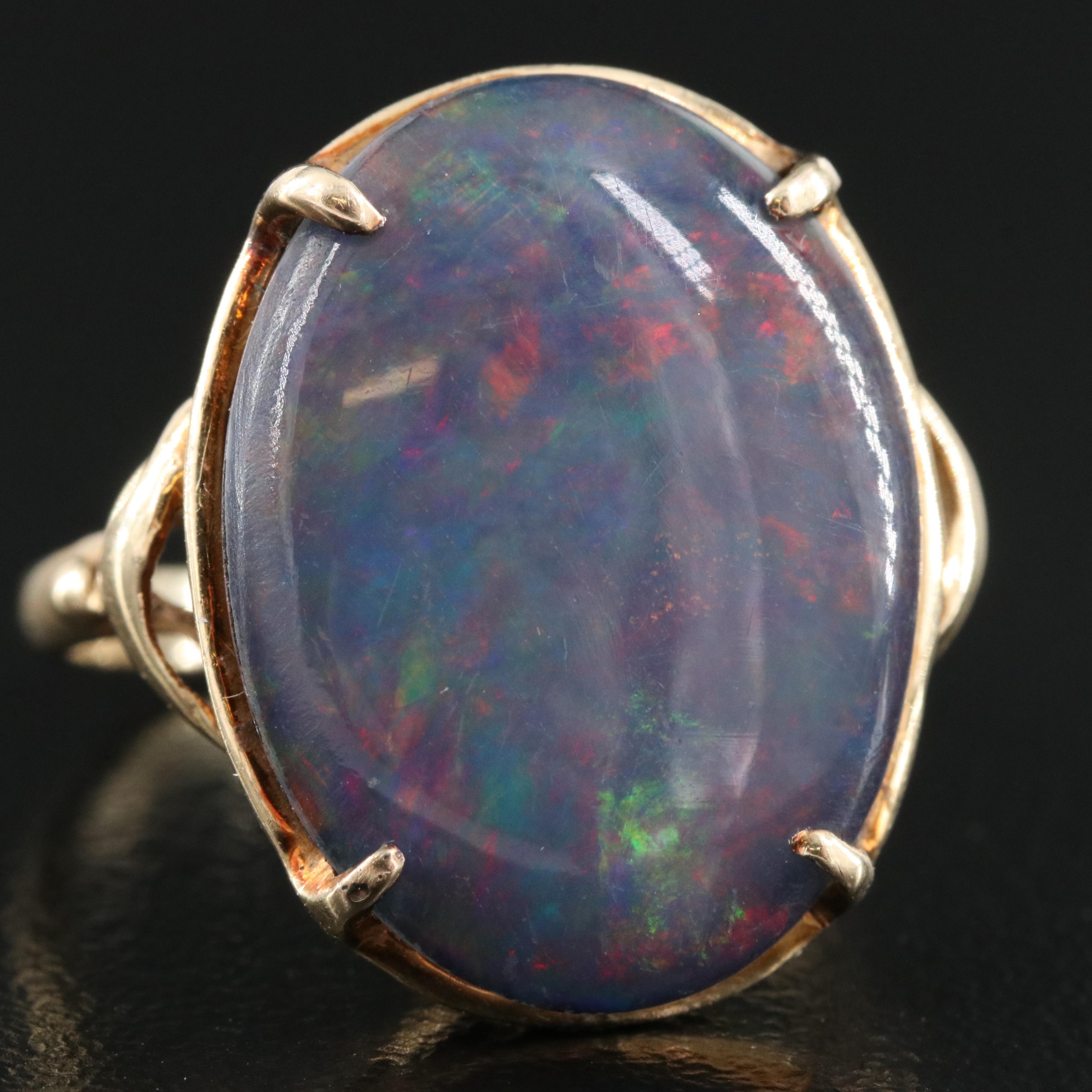 14K Opal Triplet Ring