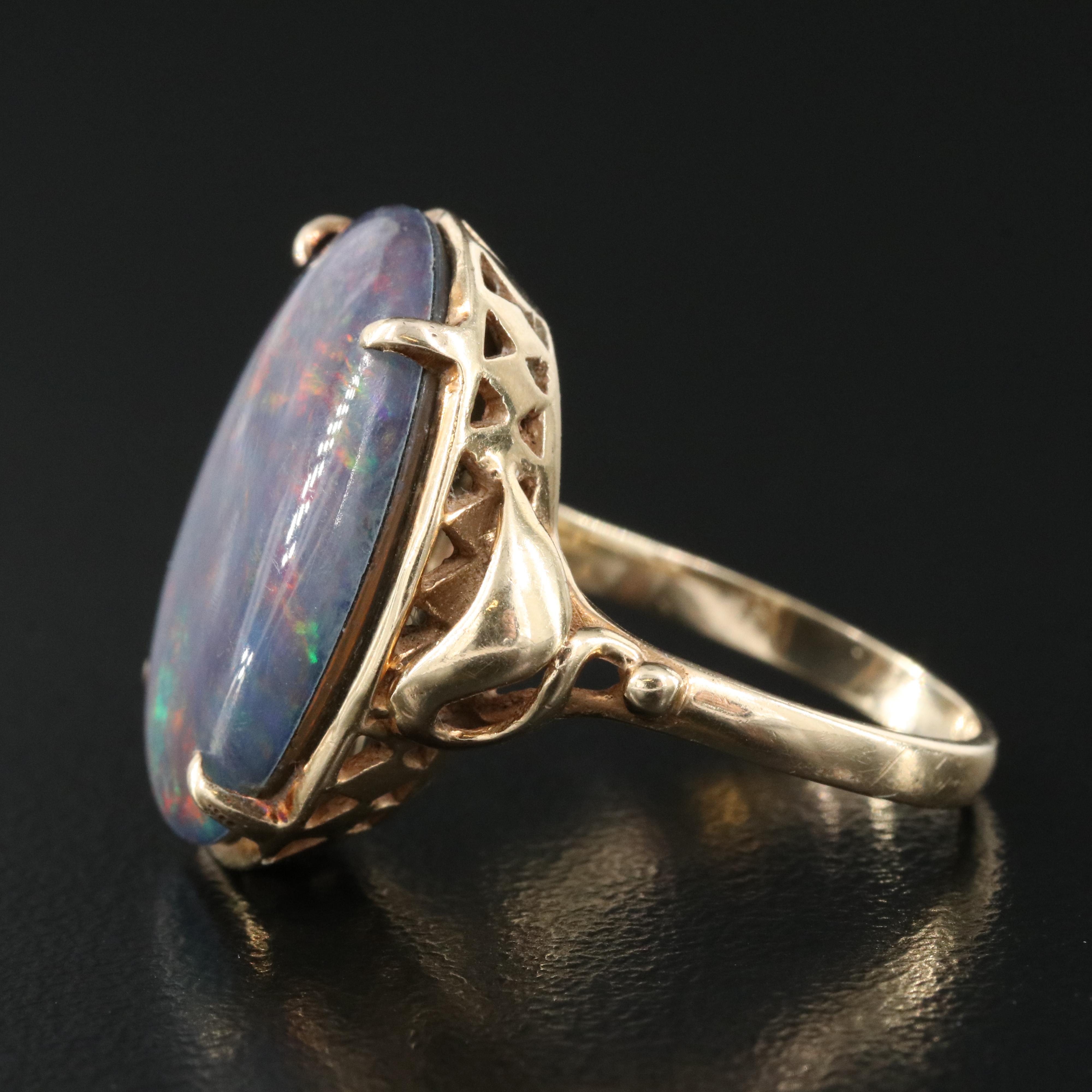 14K Opal Triplet Ring