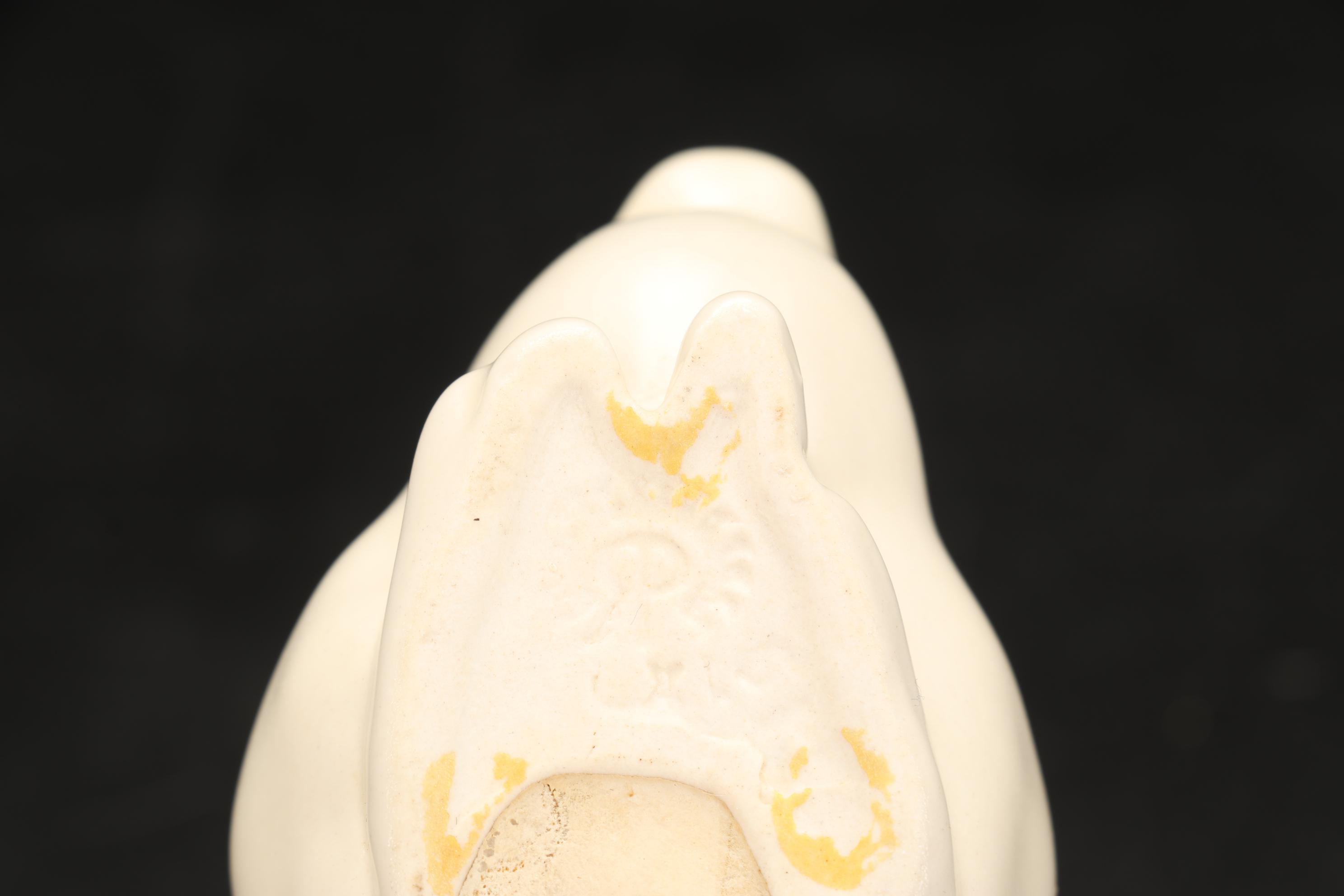 Rookwood Pottery Ivory Glaze Rabbit Paperweight, Mid-20th Century