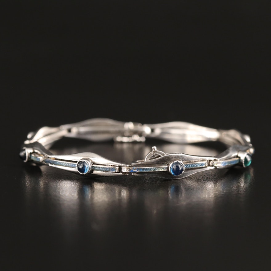 Art Deco Platinum Sapphire and Enamel Bracelet
