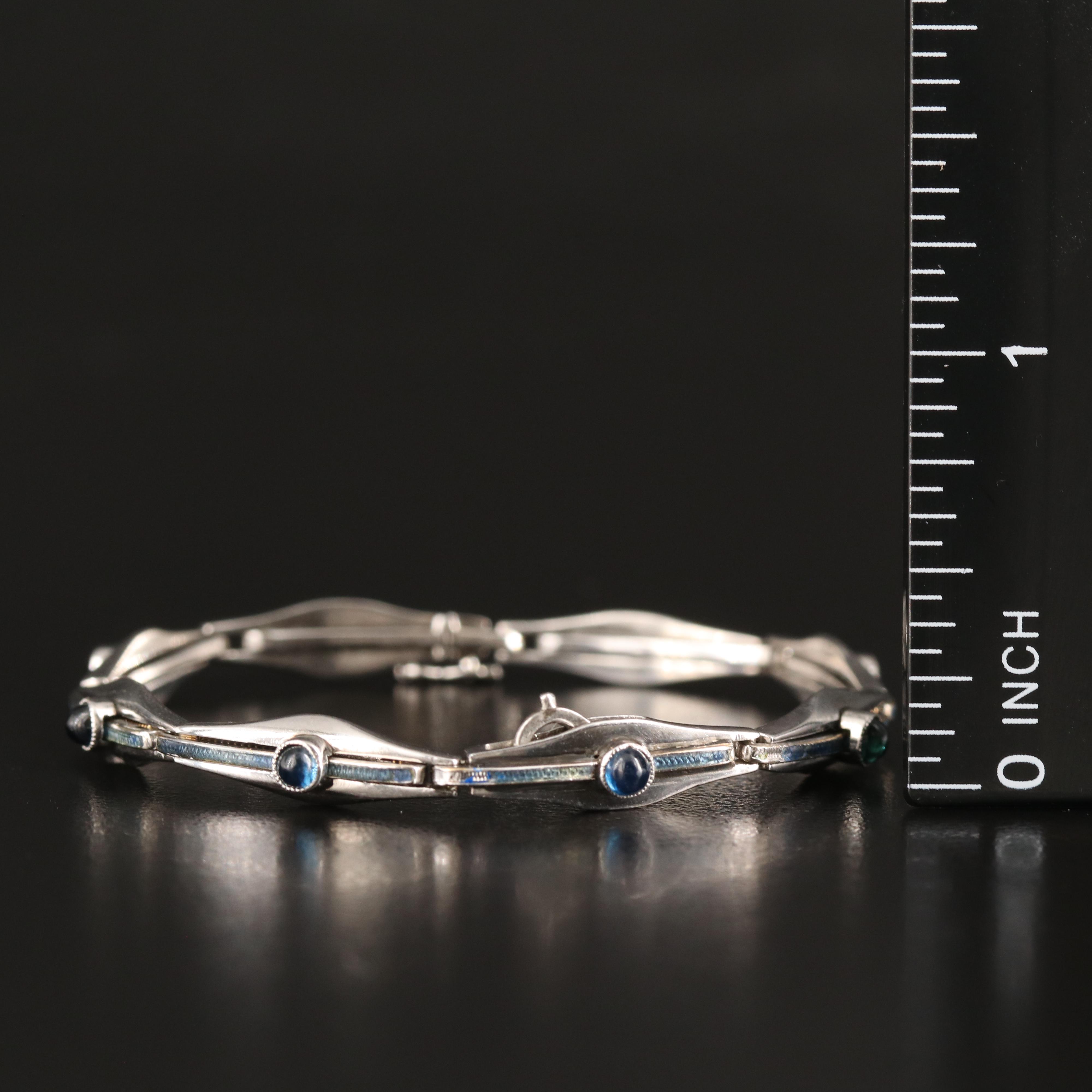 Art Deco Platinum Sapphire and Enamel Bracelet