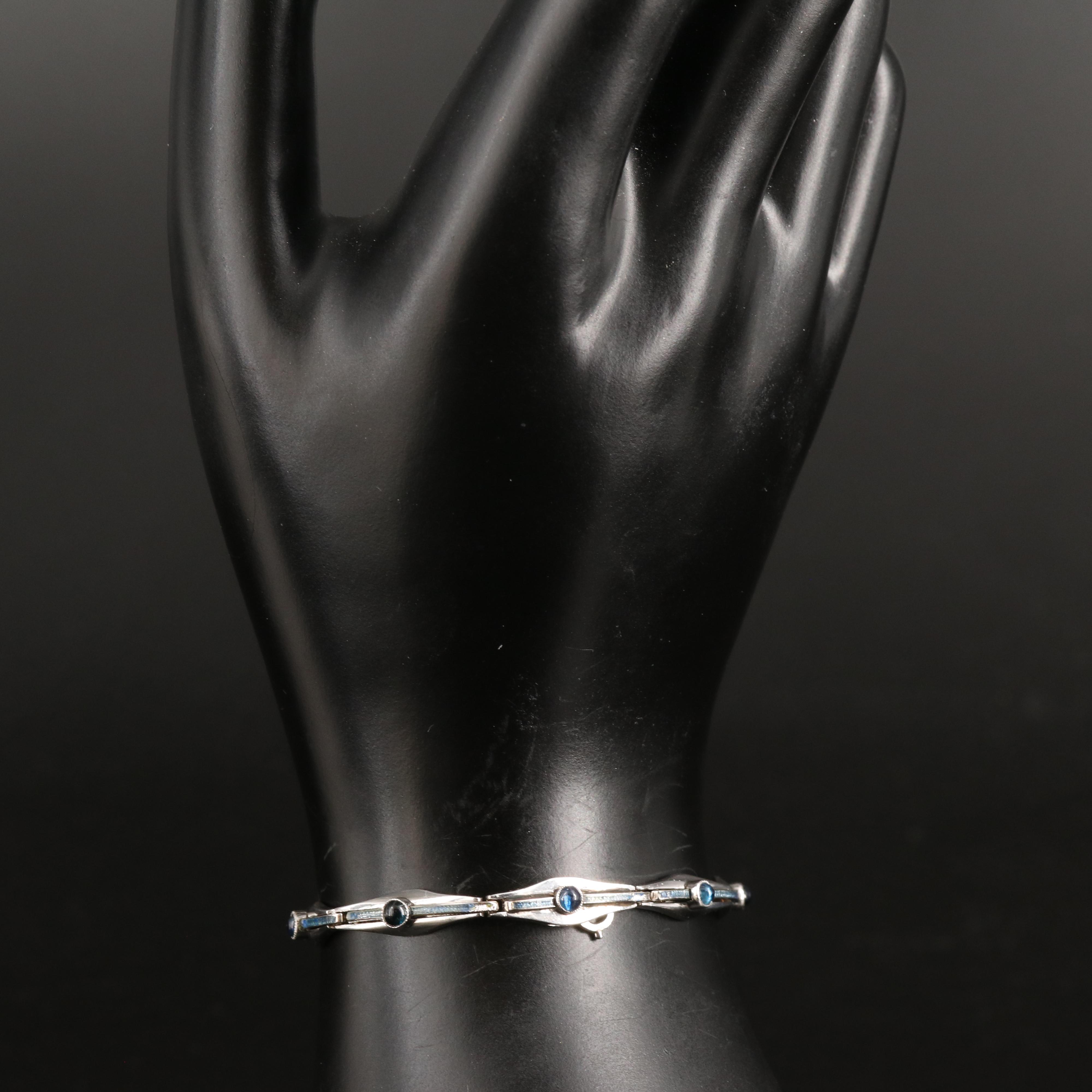 Art Deco Platinum Sapphire and Enamel Bracelet